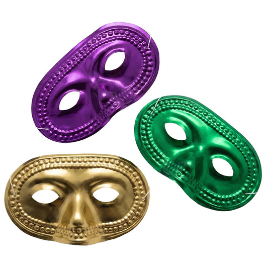 Podzly 50 Mardi Gras Masks - Metallic Masquerade Half Party Masks