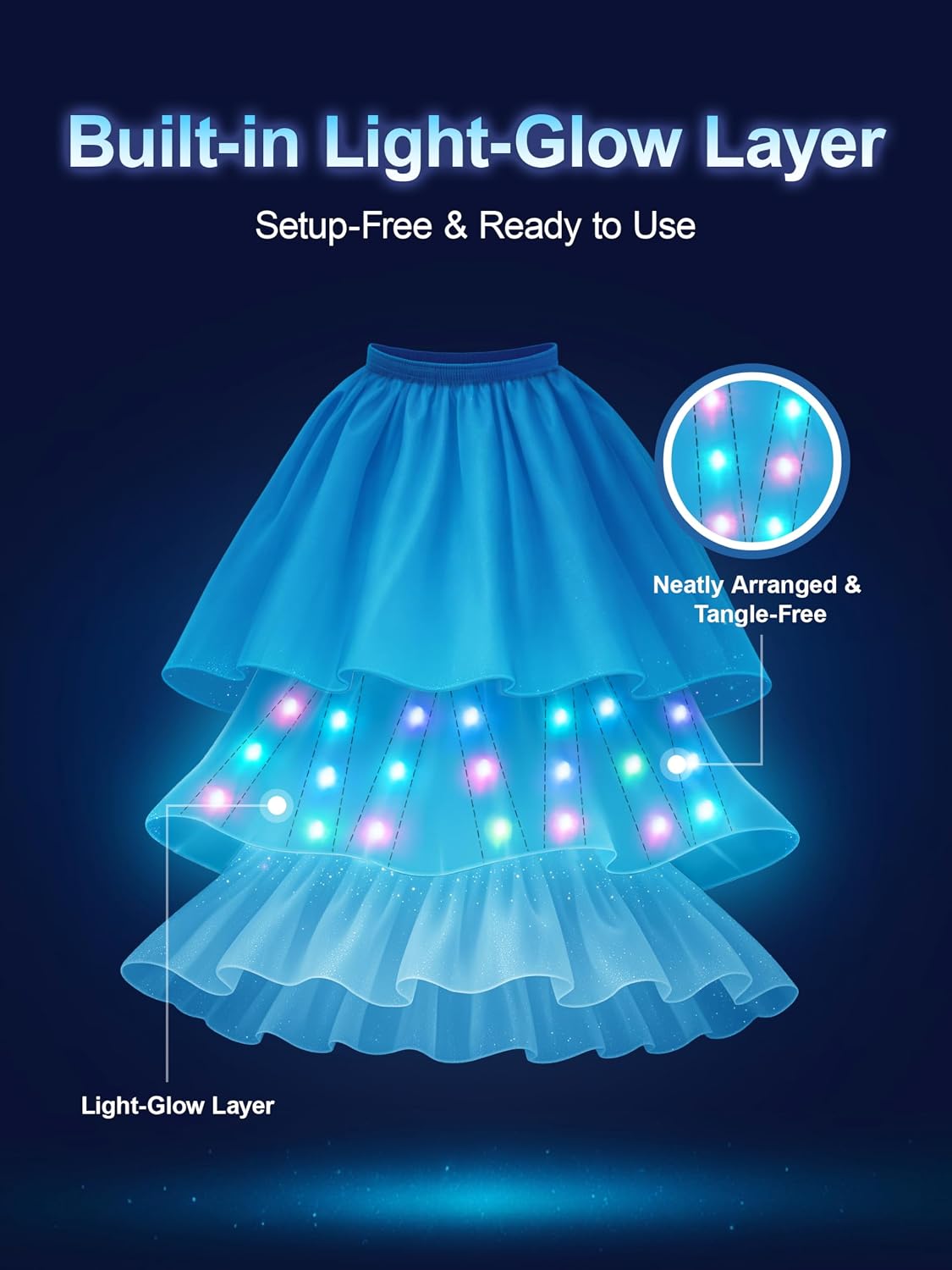 3-9 Year Light Up Princess Costume with Music Sync＆App Control for Birthday