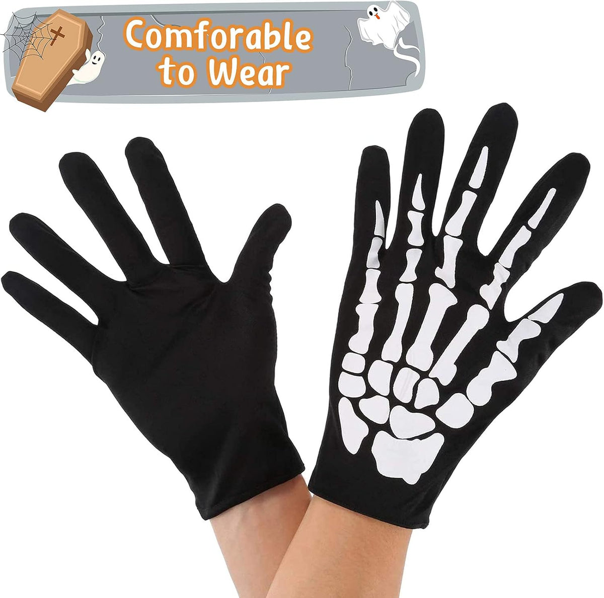 White Skeleton Gloves and Skull Face Mask Ghost Bones for Adult Halloween