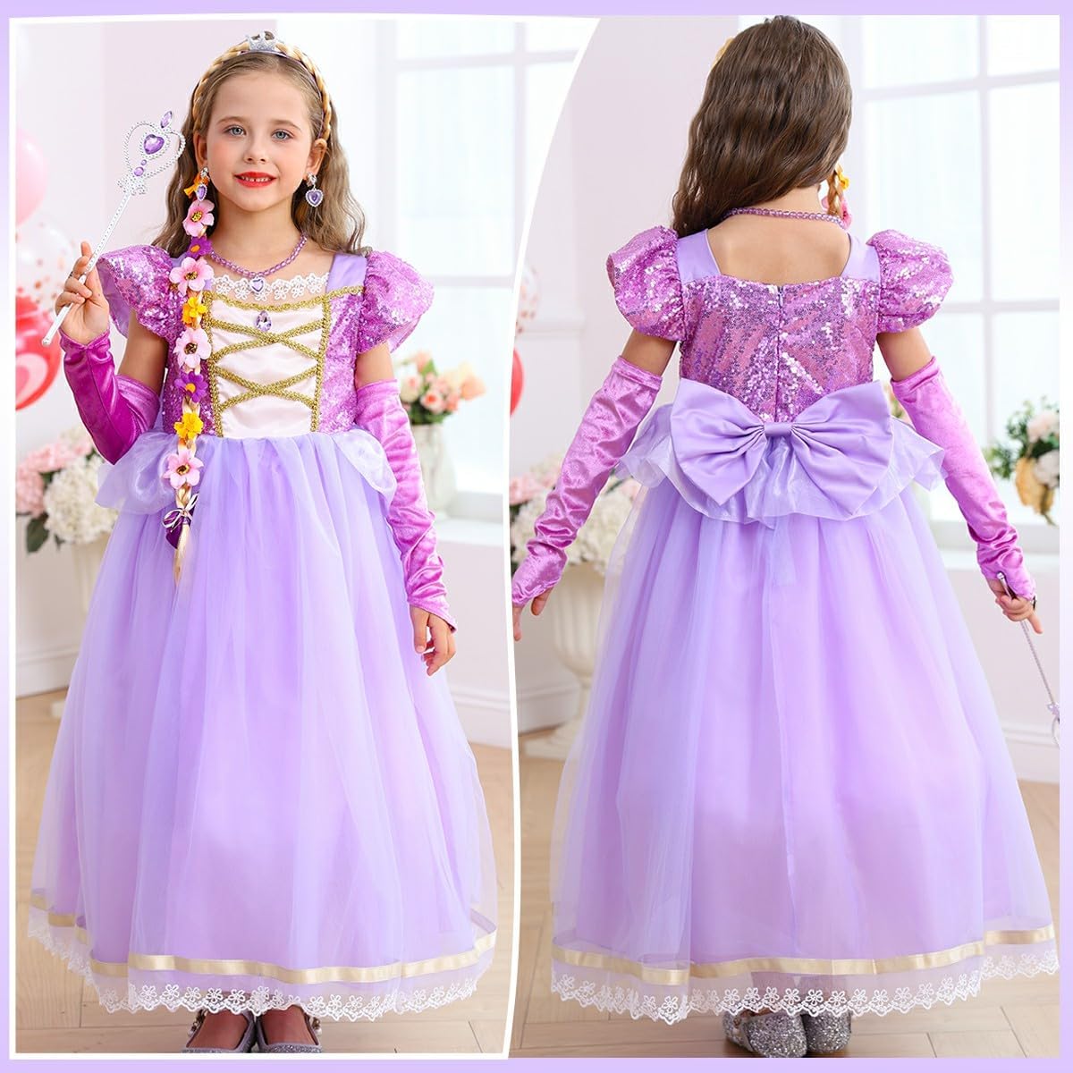 Princess Dress for Girls Birthday Purple Costume Kids