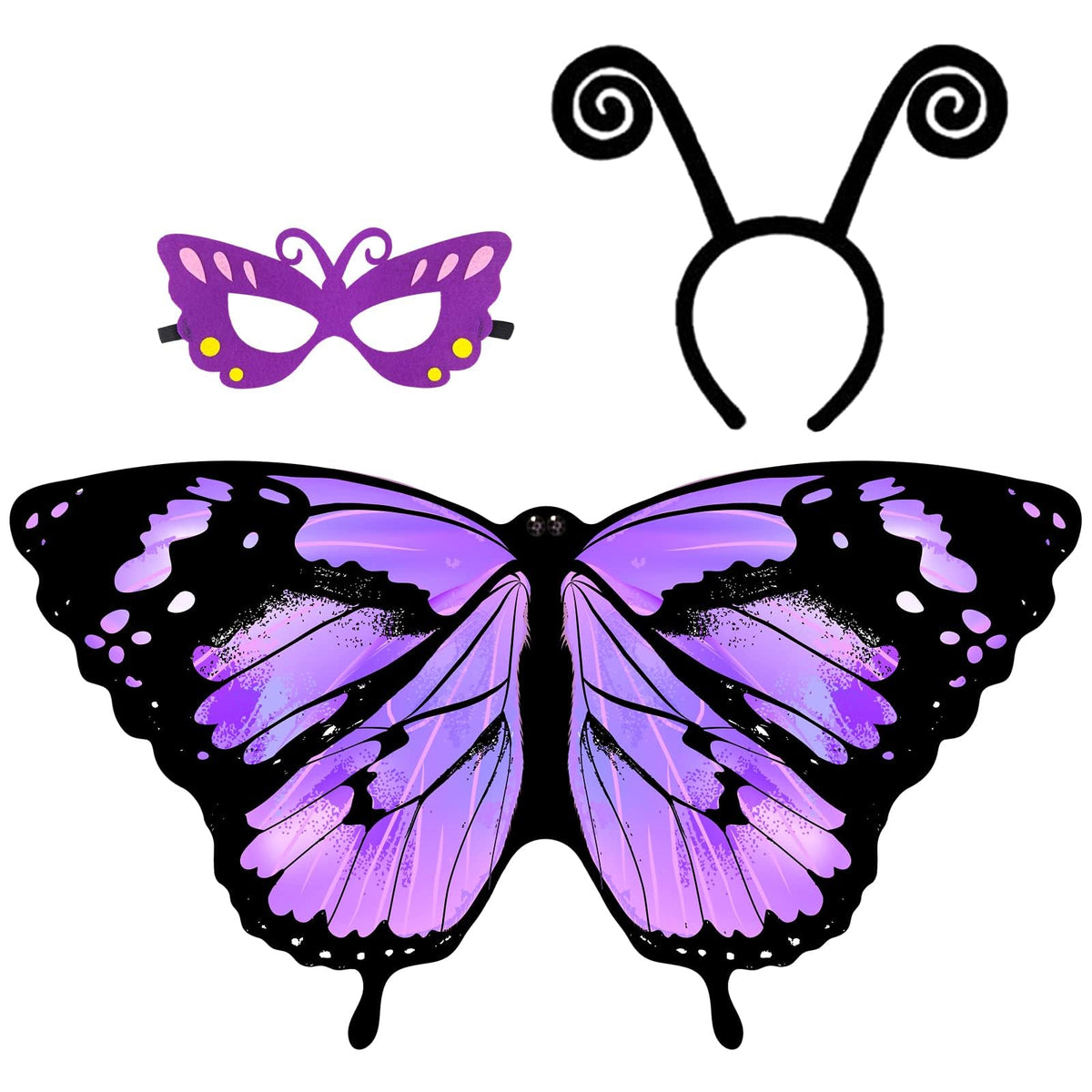 Kids Butterfly Wings Costume for Girls Dress-Up Headband Mask