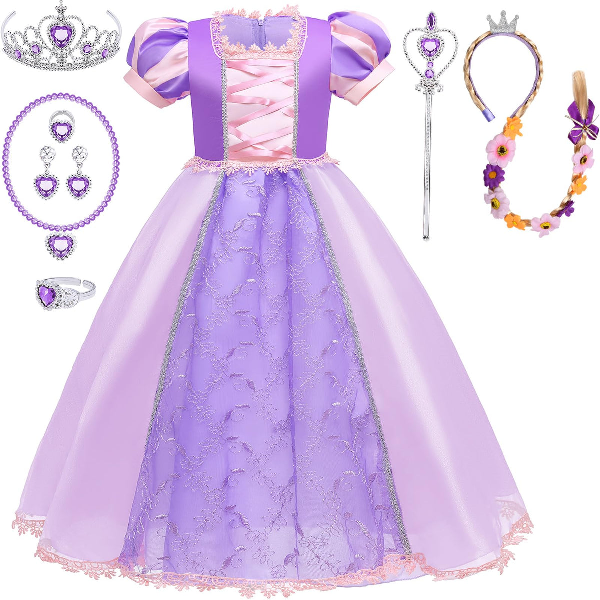 G.C Purple Princess Costume for Girls Kids Toddler, Halloween Costumes