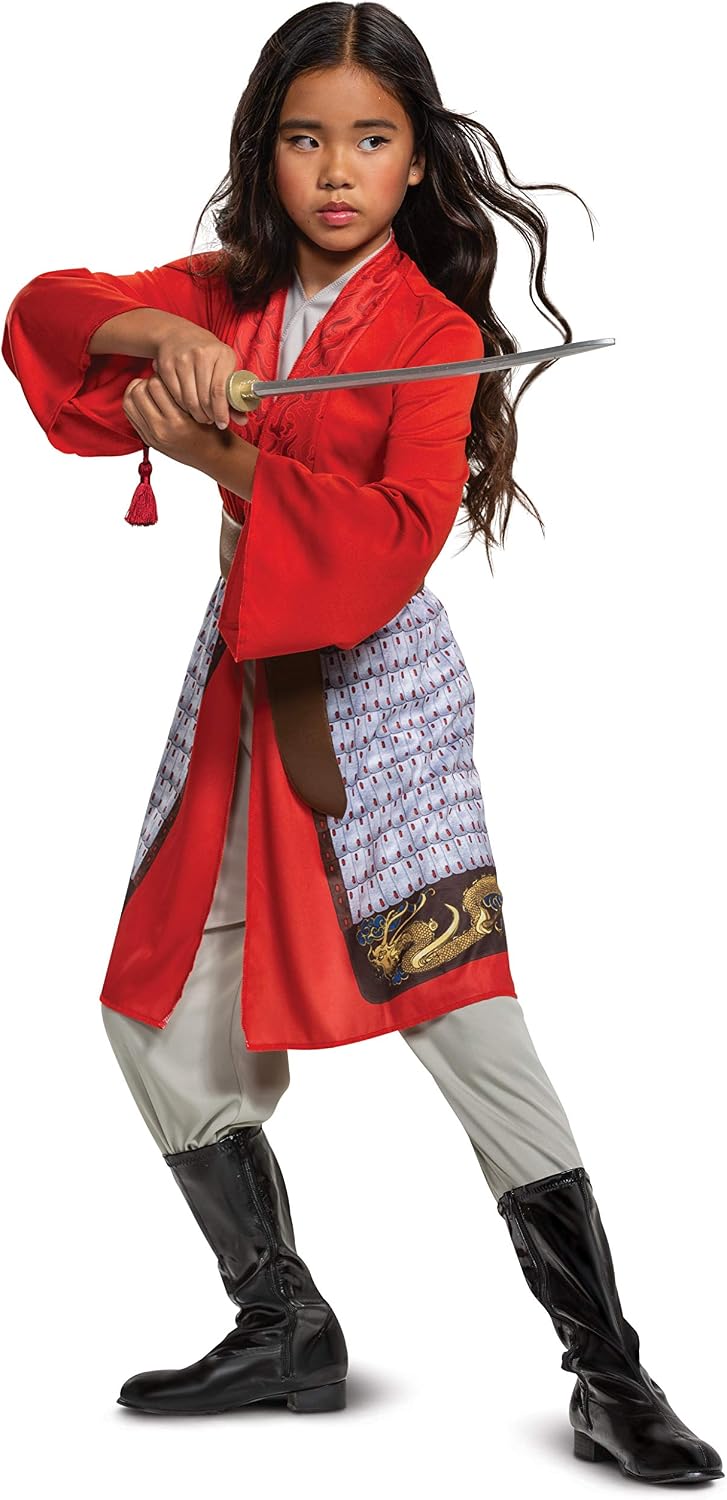 Disguise Mulan Costume for Girls, Disney Live Action Movie Hero Dress Up Character Outfit, Classic Kids Size Small (4-6x) Red (104269L)