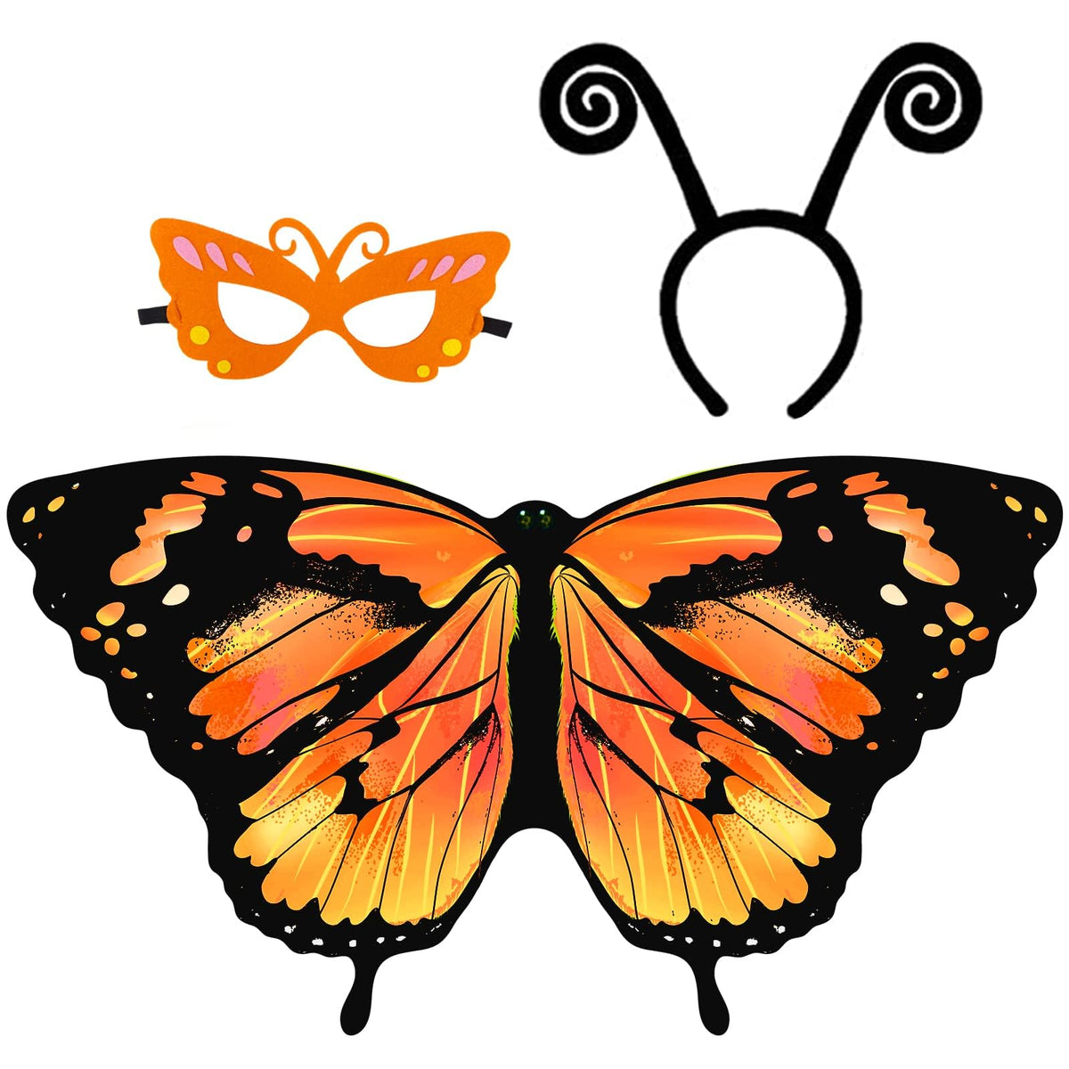 Kids Butterfly Wings Costume for Girls Dress-Up Headband Mask