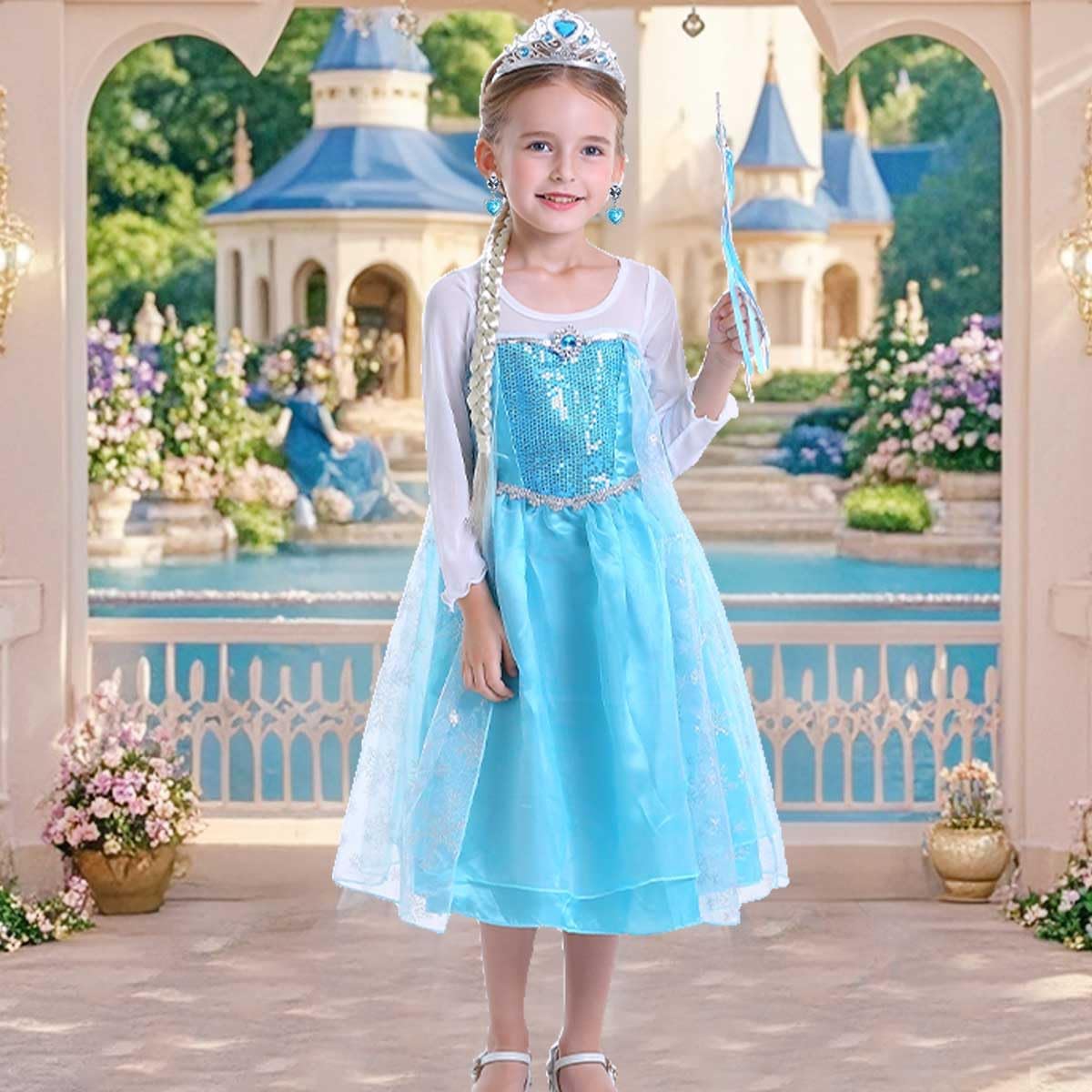 iTVTi Little Girls Blue Princess Dress up with Cape