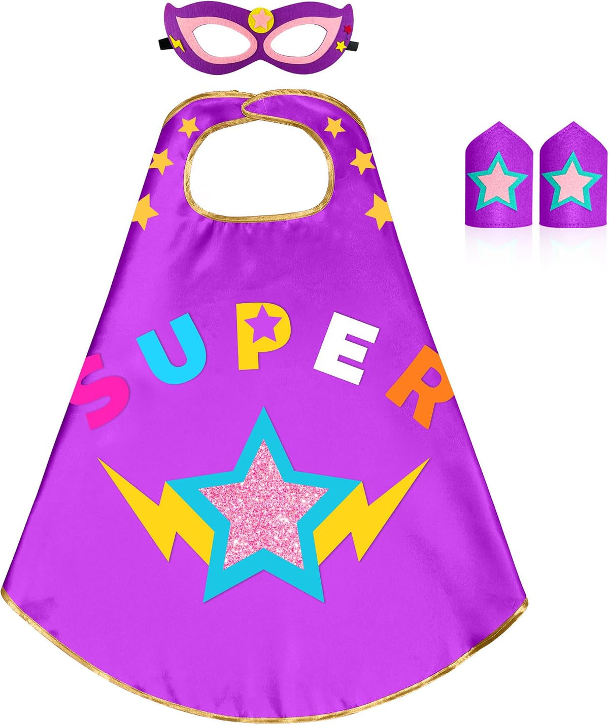 Star Superhero-Cape and Mask for Kids, Super-Hero-Costumes for Girls Boys Dress Up Toys Birthday Gifts