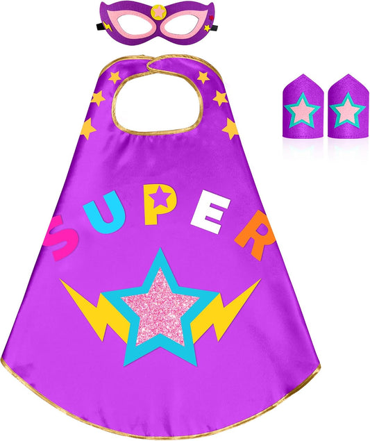 Star Superhero-Cape and Mask for Kids, Super-Hero-Costumes for Girls Boys Dress Up Toys Birthday Gifts
