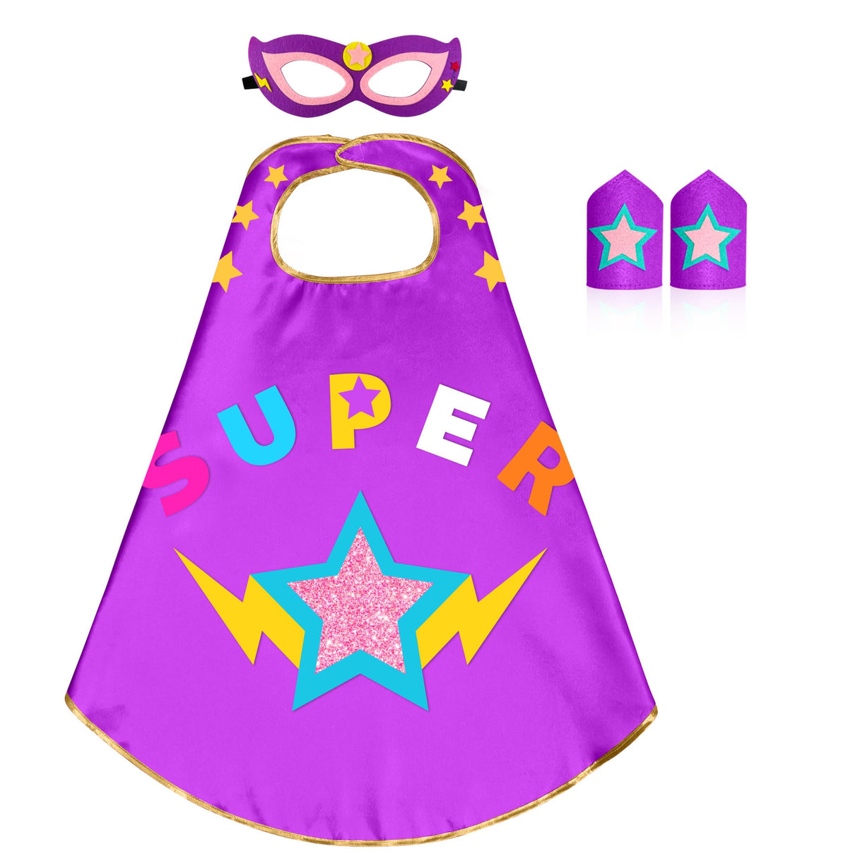 Star Superhero-Cape and Mask for Kids, Super-Hero-Costumes for Girls Boys Dress Up Toys Birthday Gifts
