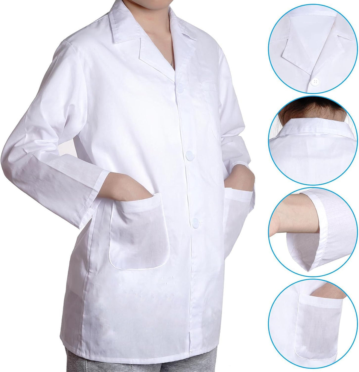 Doctor Scientist Costume Kids Lab Coat and Goggles Children Dress Up Kit with ID Card Magnifying Glass for Halloween