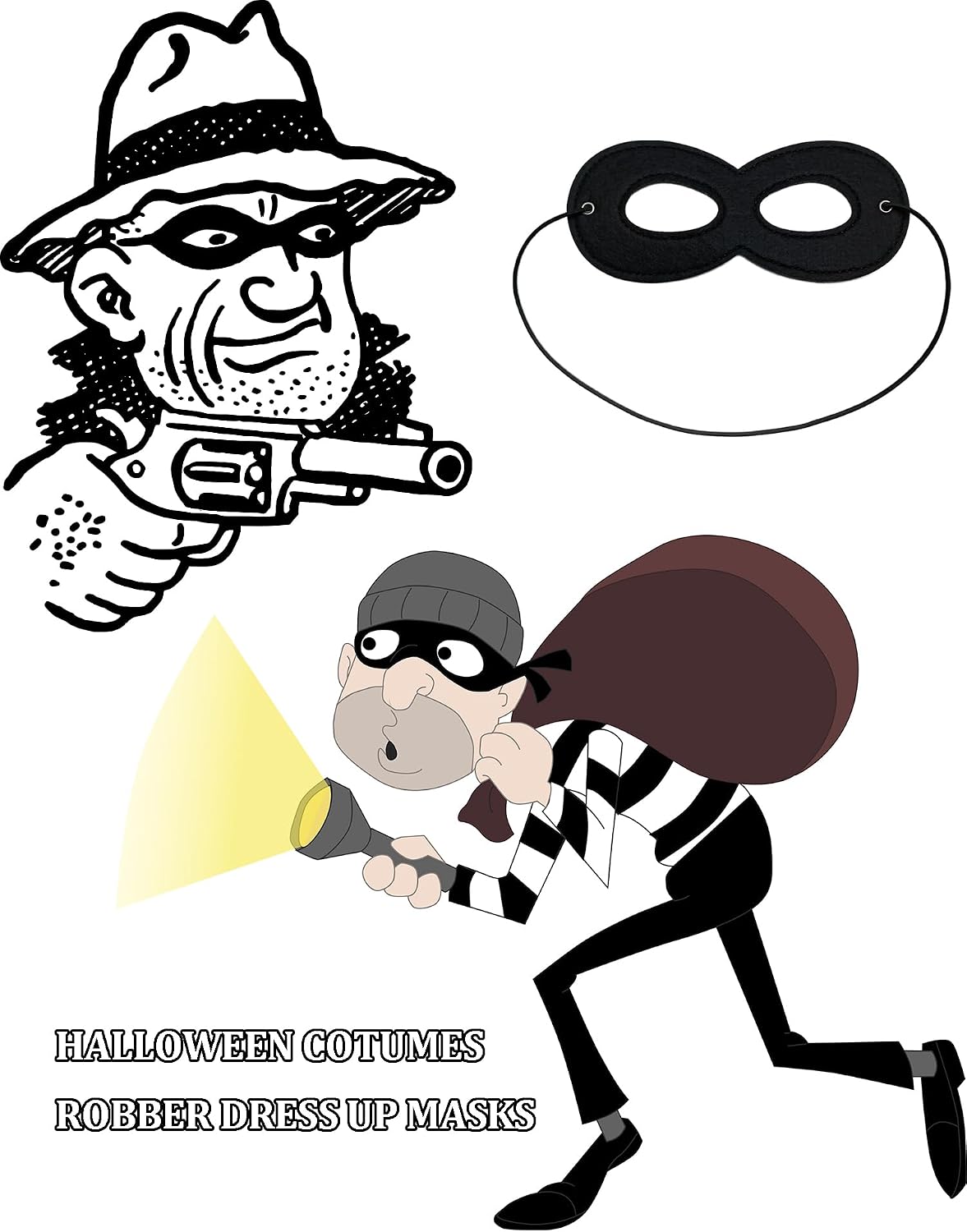 4 Pieces Superhero Mask Halloween Robber Dress Up Masks Black Felt Eye Masks Cosplay Half Masks with Elastic Rope
