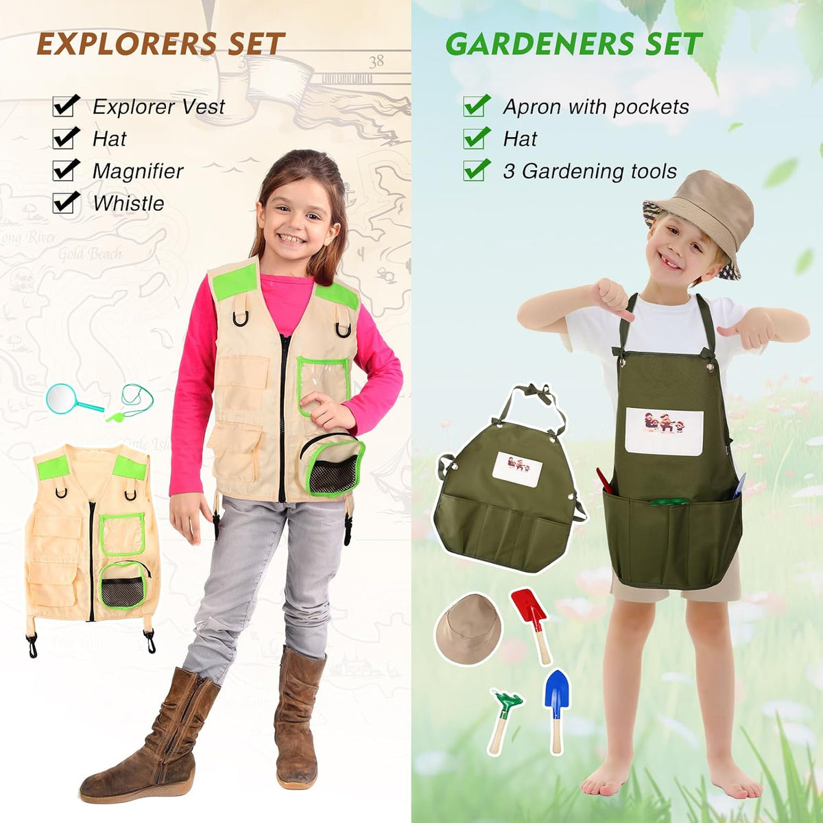 Vicenpal 10 Set Kids Dress up Costumes for Ages 3-8, Career Role Play