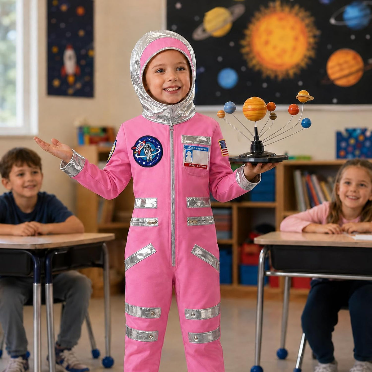 Astronaut Costume for Kids Girls Pink Halloween Space Suit