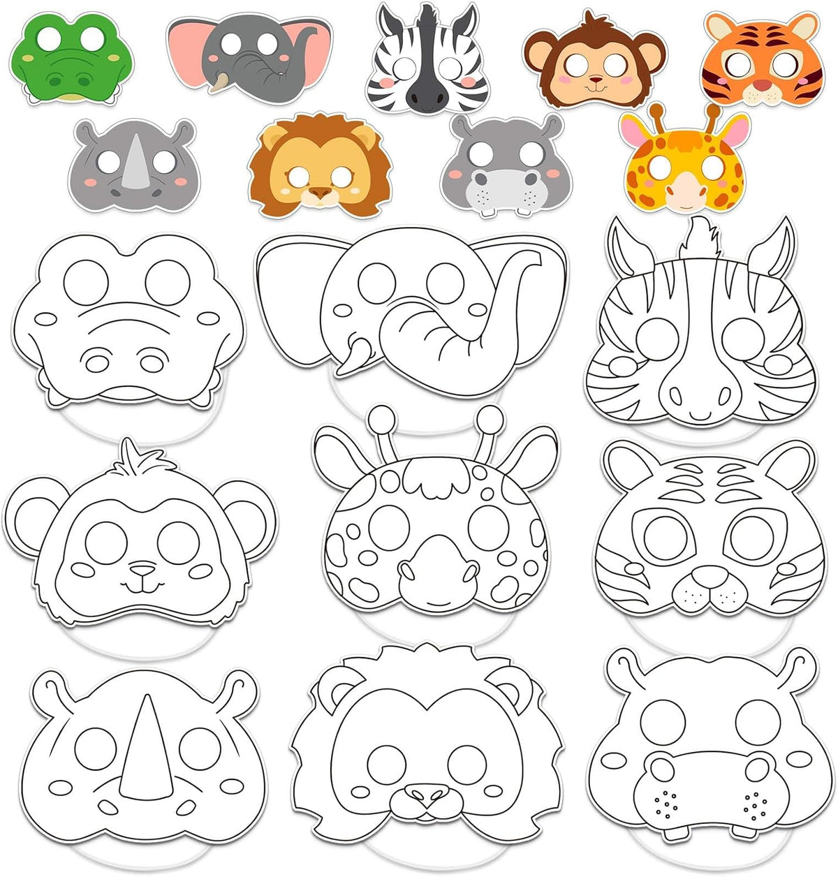36Sets Animal Mask Crafts for Kids, Jungle Safari Birthday Party Decor