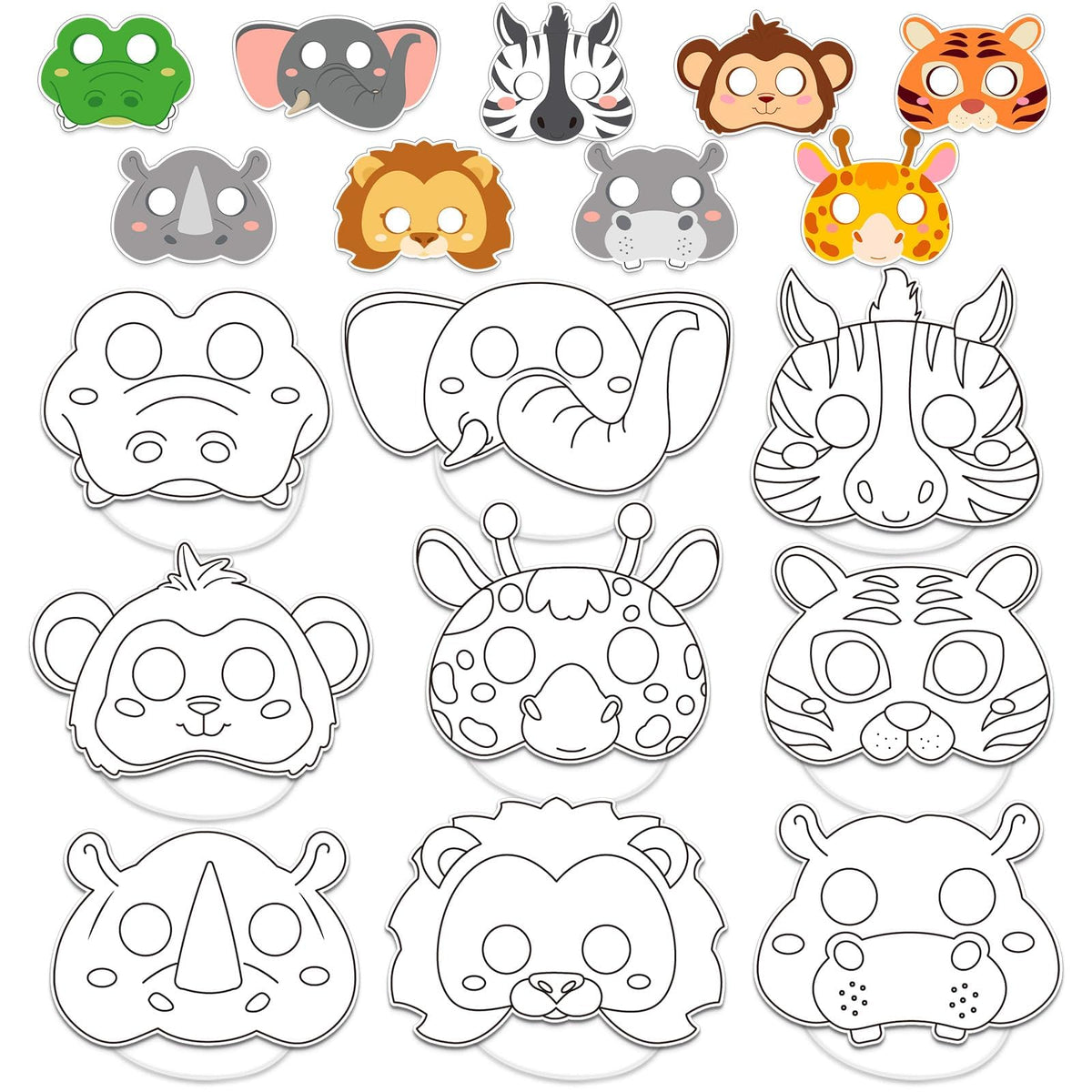 36Sets Animal Mask Crafts for Kids, Jungle Safari Birthday Party Decor
