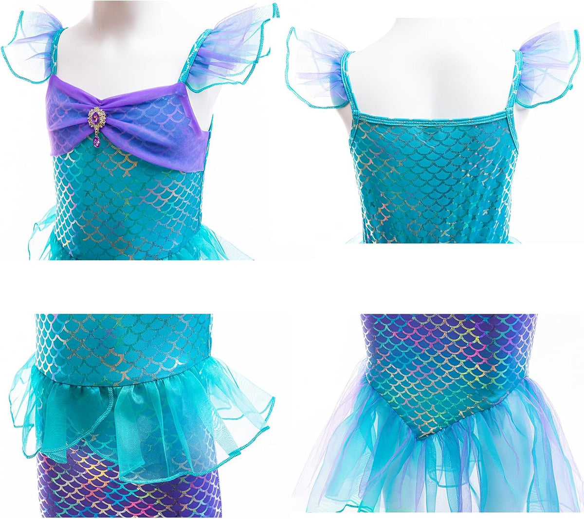 Mermaid Dress, Mermaid Tail Costume Little Girls Princess Dress up with Crown for Girl 3-8 Gift