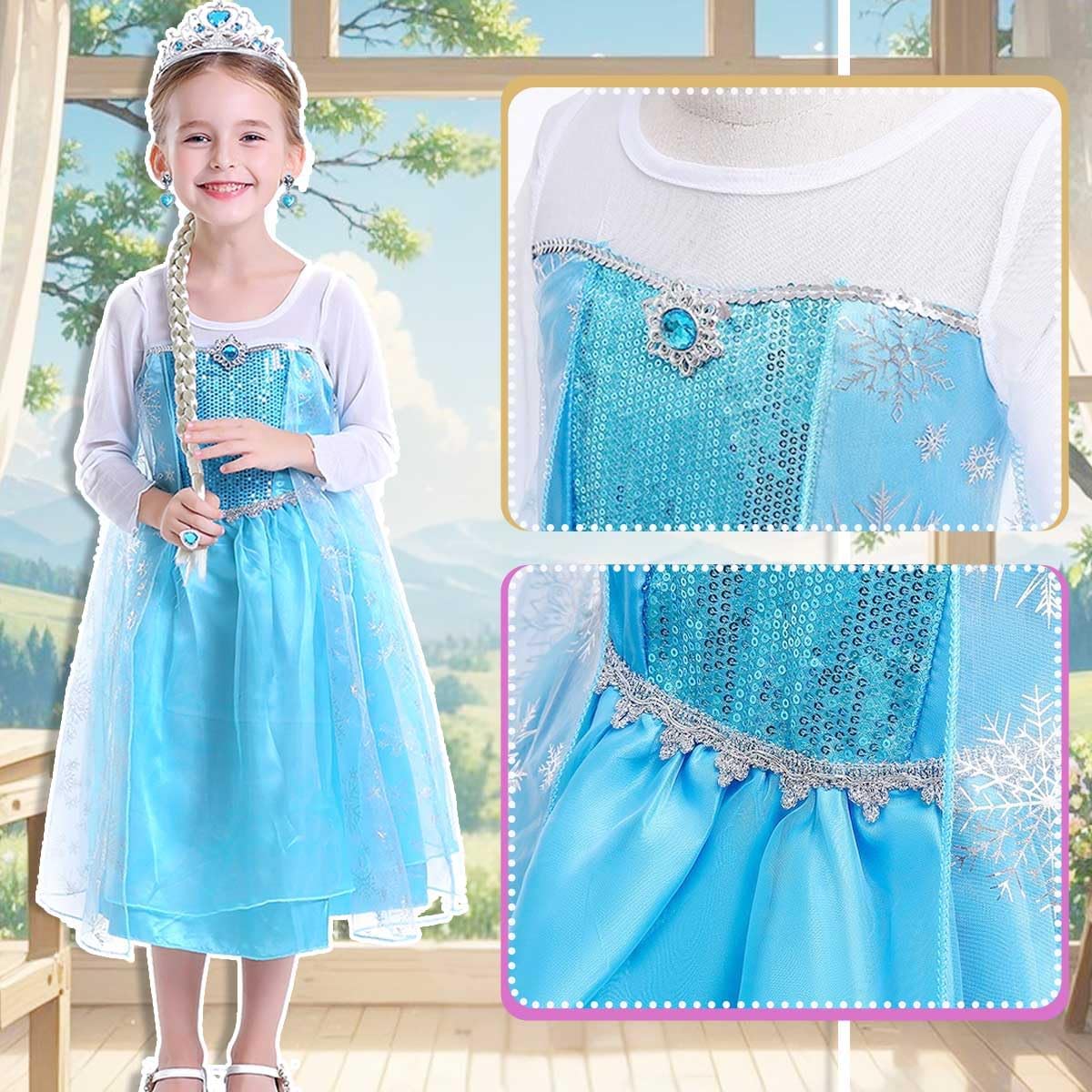 iTVTi Little Girls Blue Princess Dress up with Cape