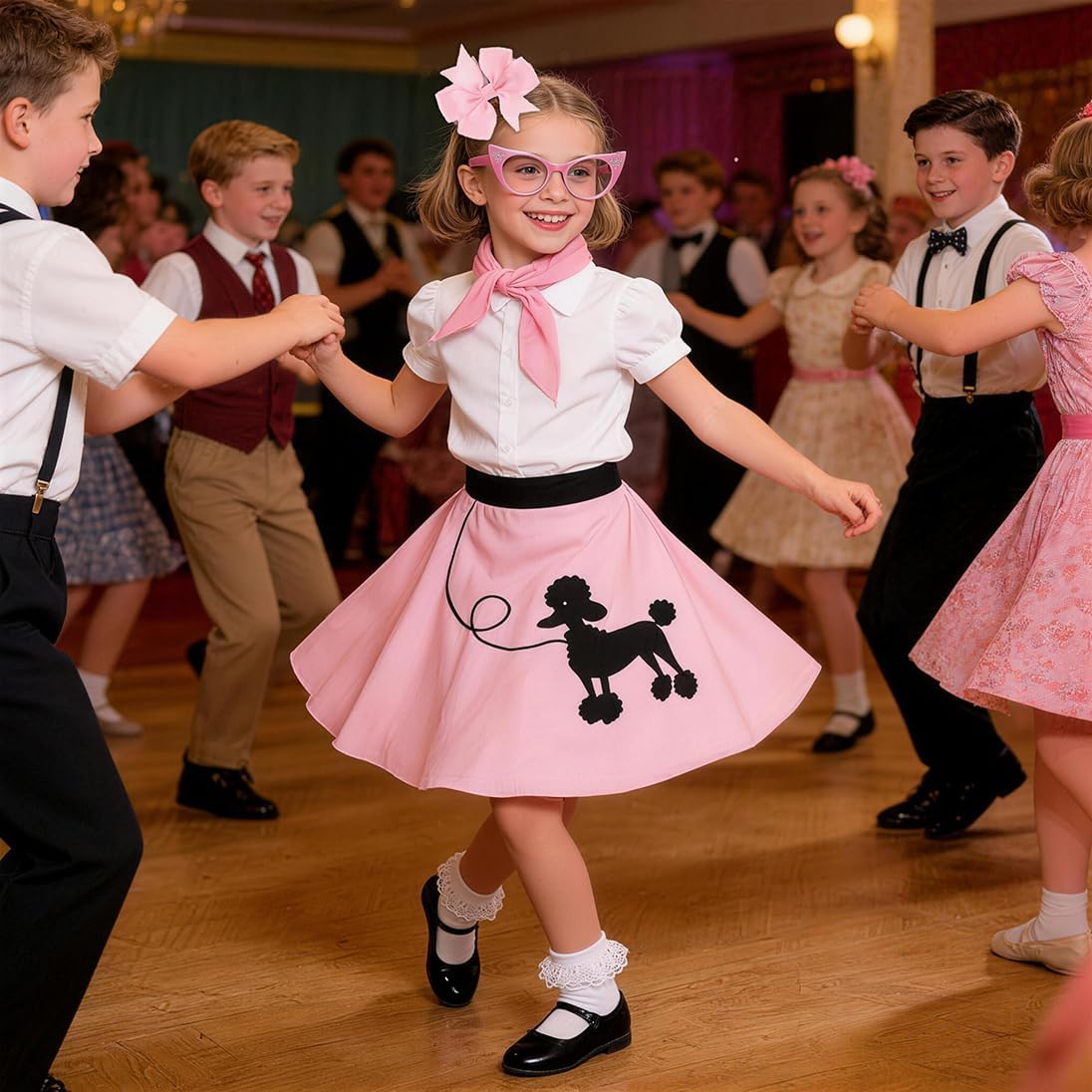 50s Outfit for Kids Poodle Skirt Girls 1950s Dress Costume