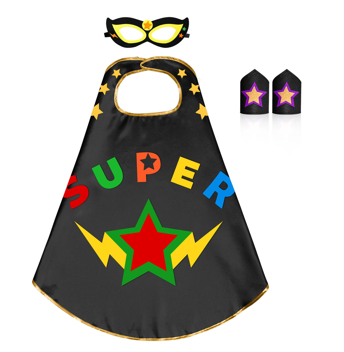 Star Superhero-Cape and Mask for Kids, Super-Hero-Costumes for Girls Boys Dress Up Toys Birthday Gifts