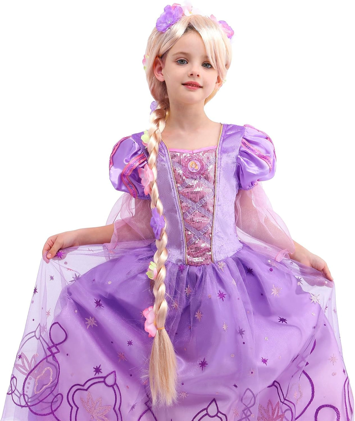 Lingway Toys Girls Purple Princess Dress Costume,Rapunzel Dress For Girls