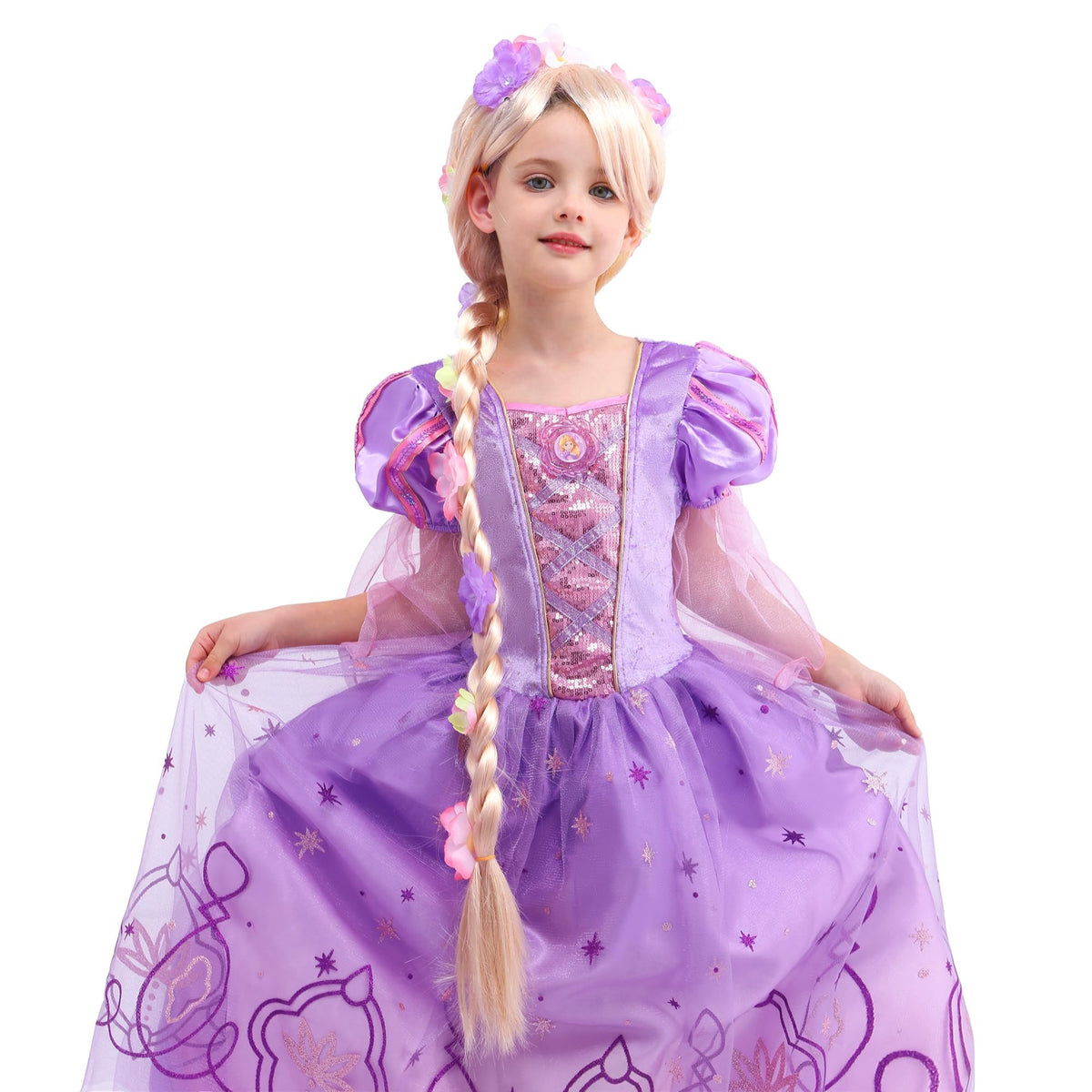 Lingway Toys Girls Purple Princess Dress Costume,Rapunzel Dress For Girls