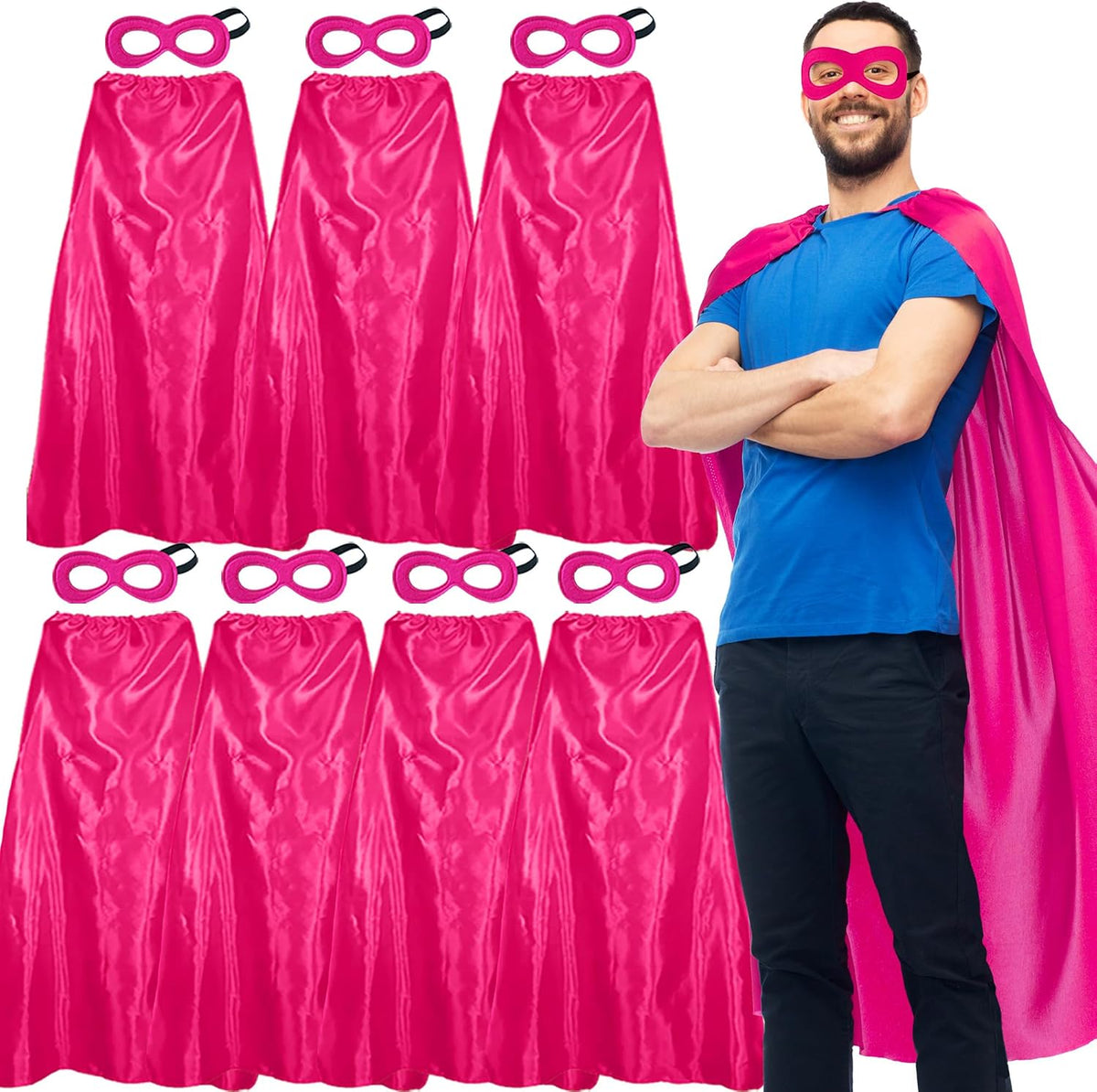 D.Q.Z Superhero Capes and Masks for Adults Bulk-Men Women Super Hero Costume Halloween Dress Up Party Favors -7 Pack
