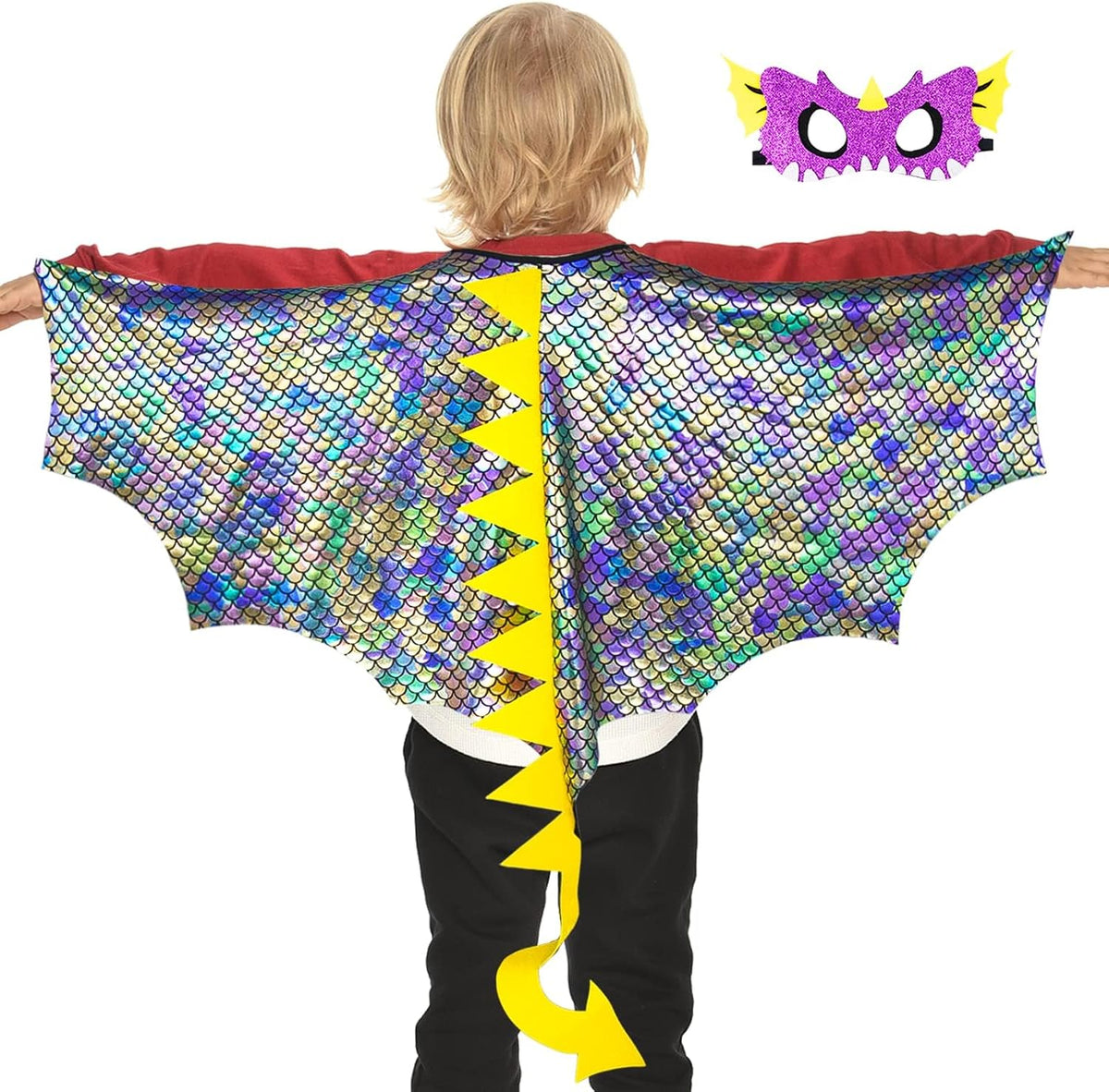 Dragon Wings Costume for Kids Dinosaur Toys with Dino Mask Cape