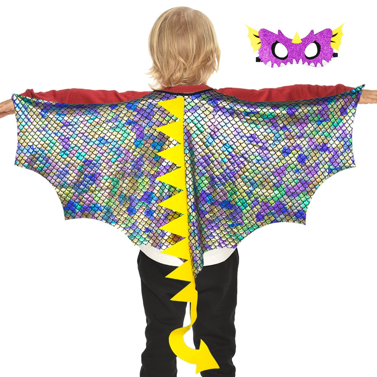 Dragon Wings Costume for Kids Dinosaur Toys with Dino Mask Cape