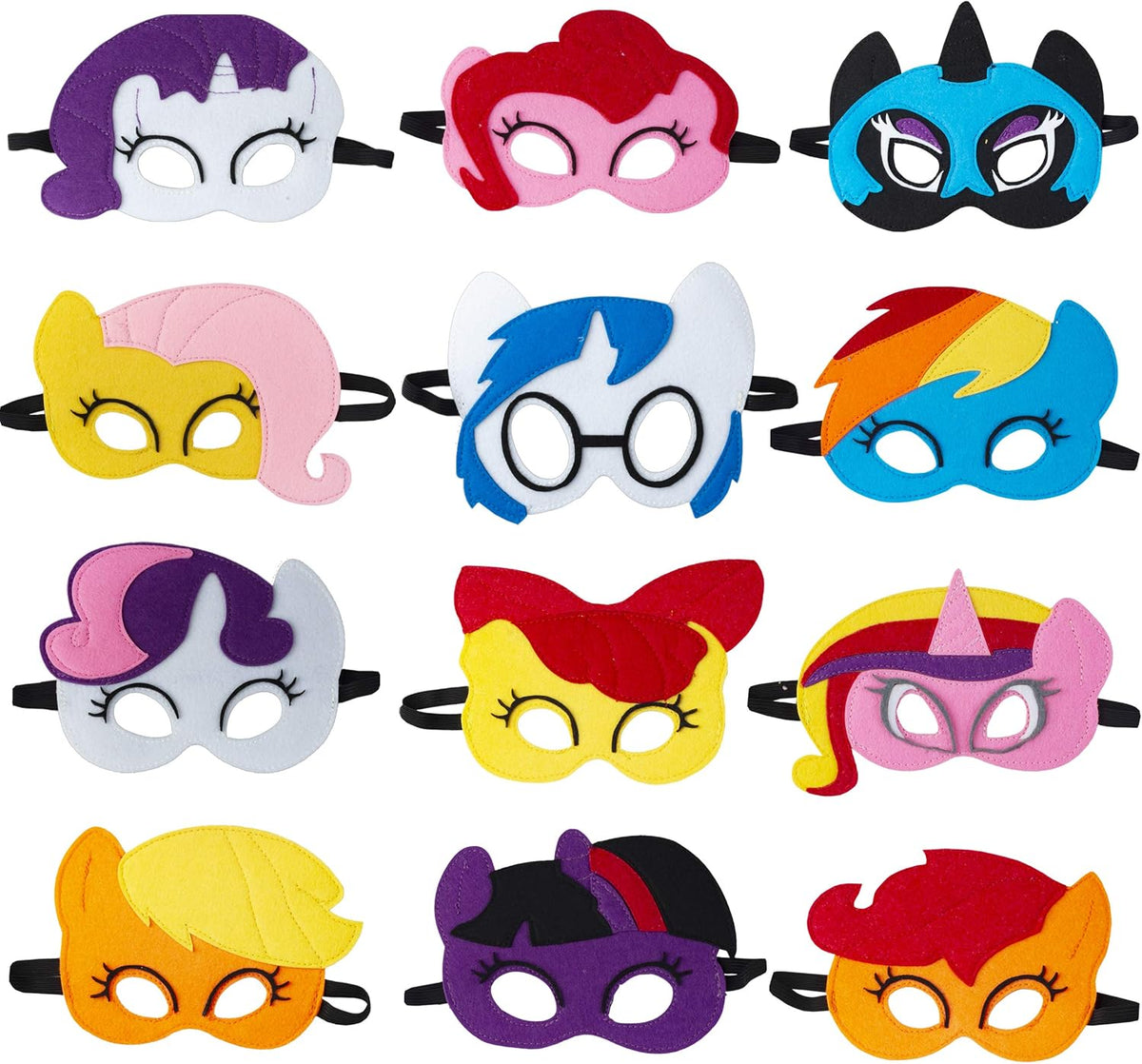 TEEHOME 12PCS My Pony Masks for Little Girls Birthday Party Favors