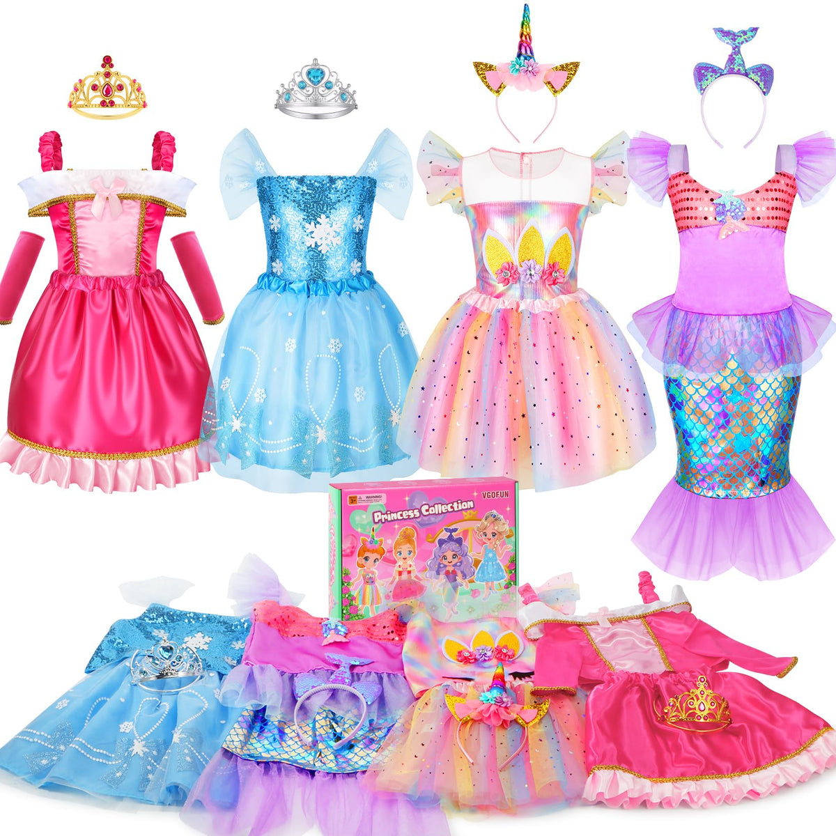 VGOFUN Princess Dress up Clothes for Girl 4-6,Princess Costumes for Girls