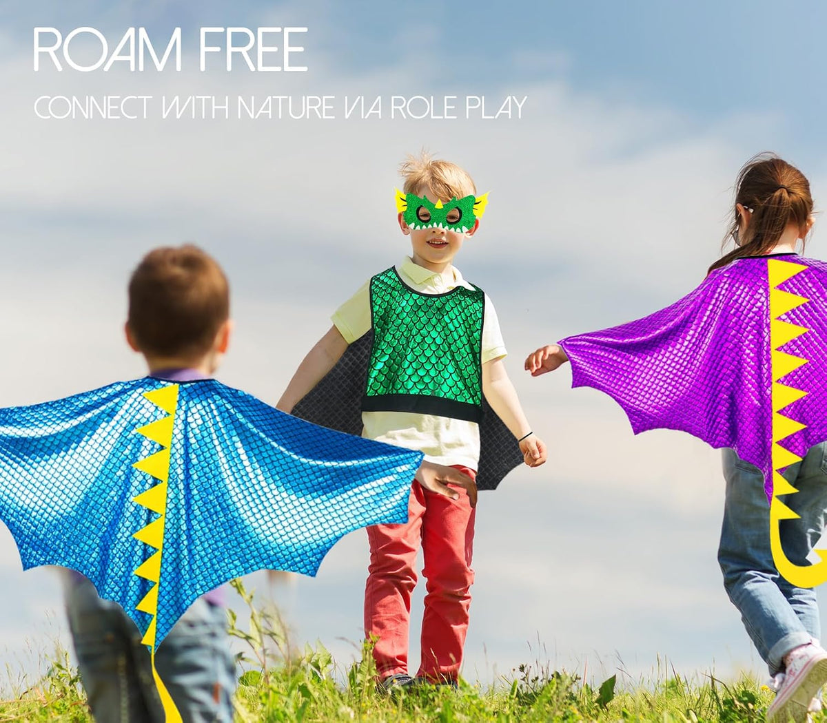 Dragon Wings Costume for Kids Dinosaur Toys with Dino Mask Cape