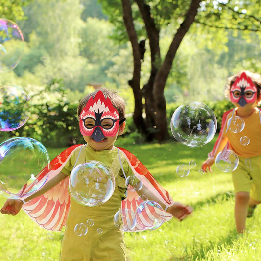 Bird-Costume for Kids Double Sided Eagle Parrot Owl Dress Up Wings for Boys Girls with Masks Party Favors Toys Gifts