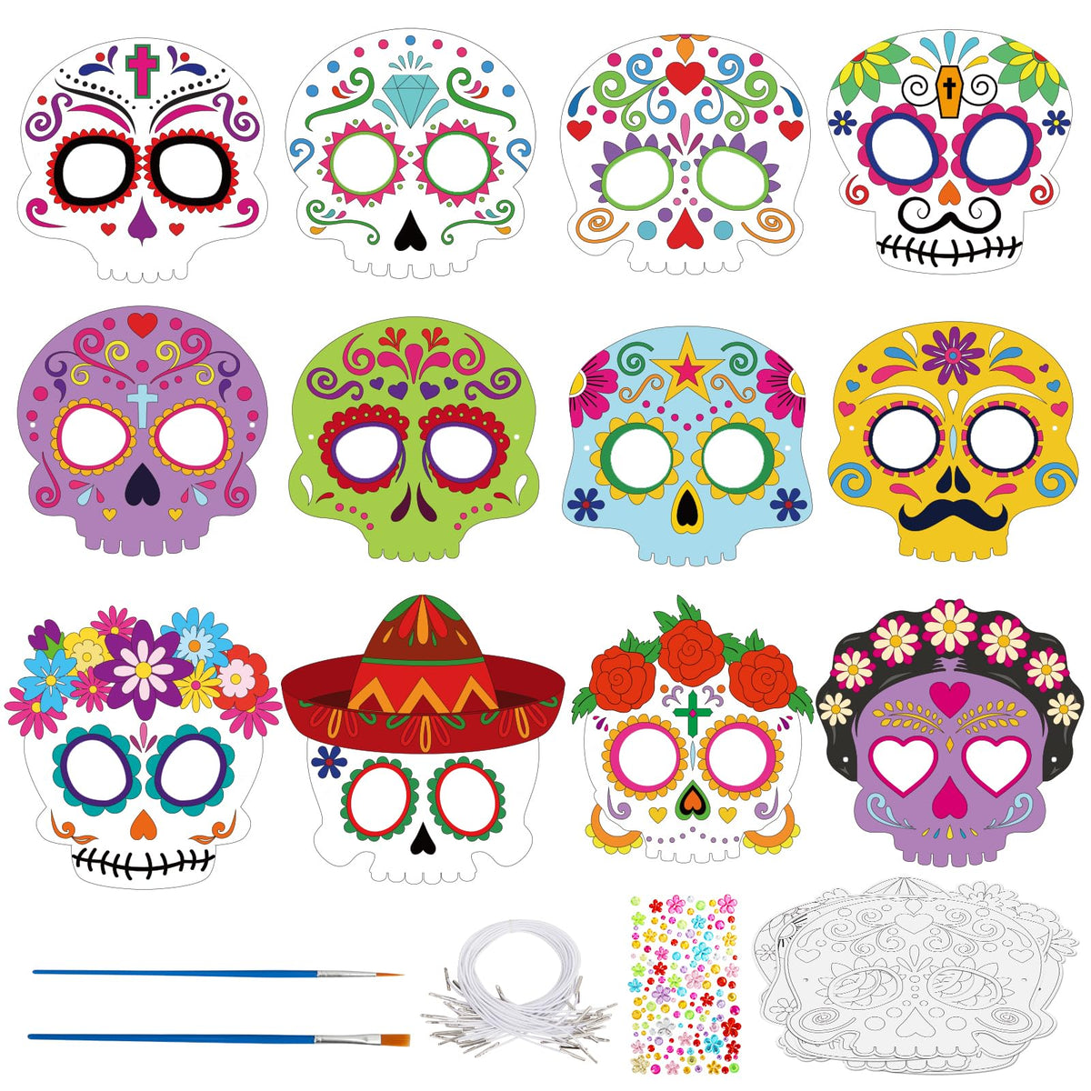 24 Pcs Halloween Monster Crafts for Kids DIY Coloring Masks School