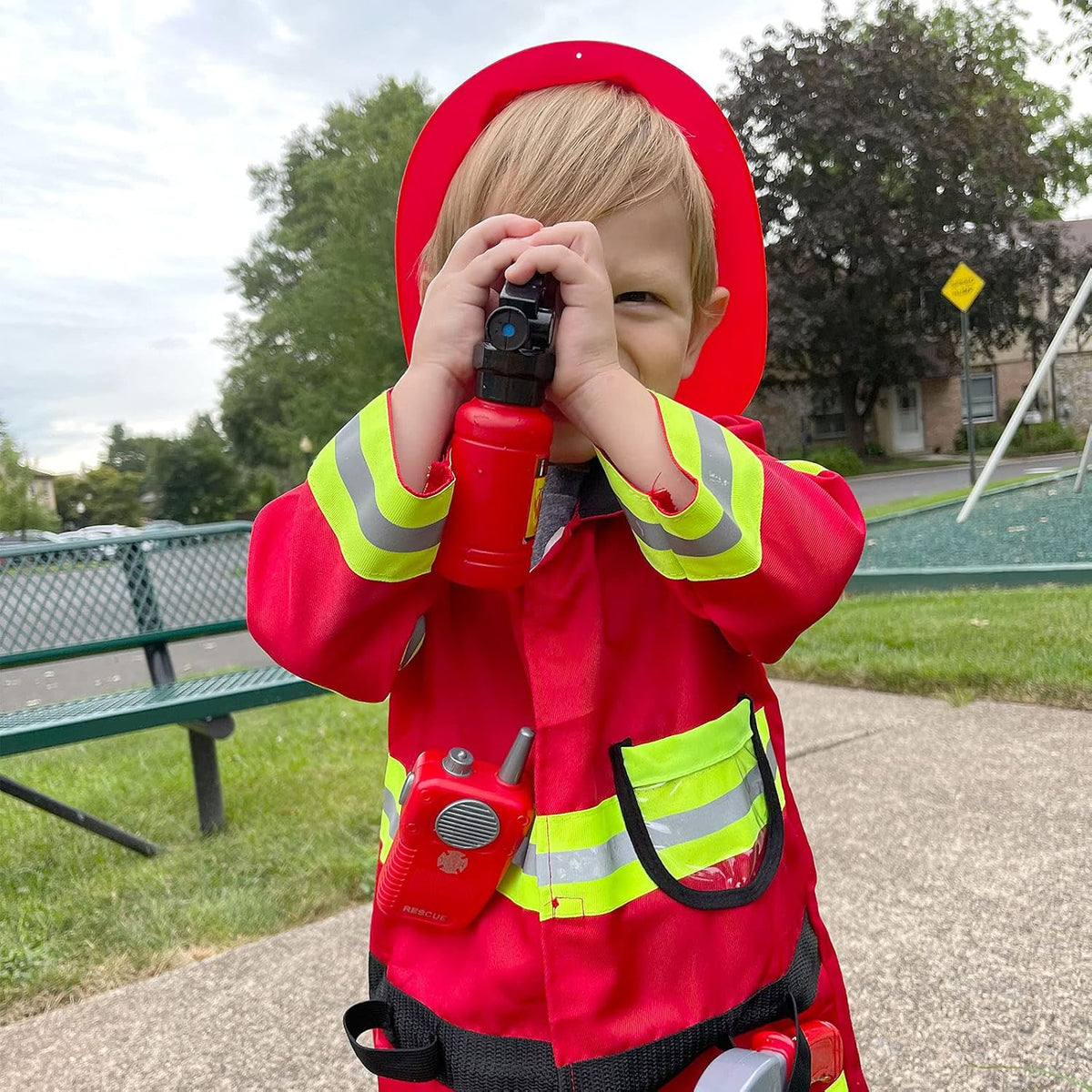 Liberry Firefighter Costume Dress-Up Toy for Kid 3 4 5 Years Old with Sound