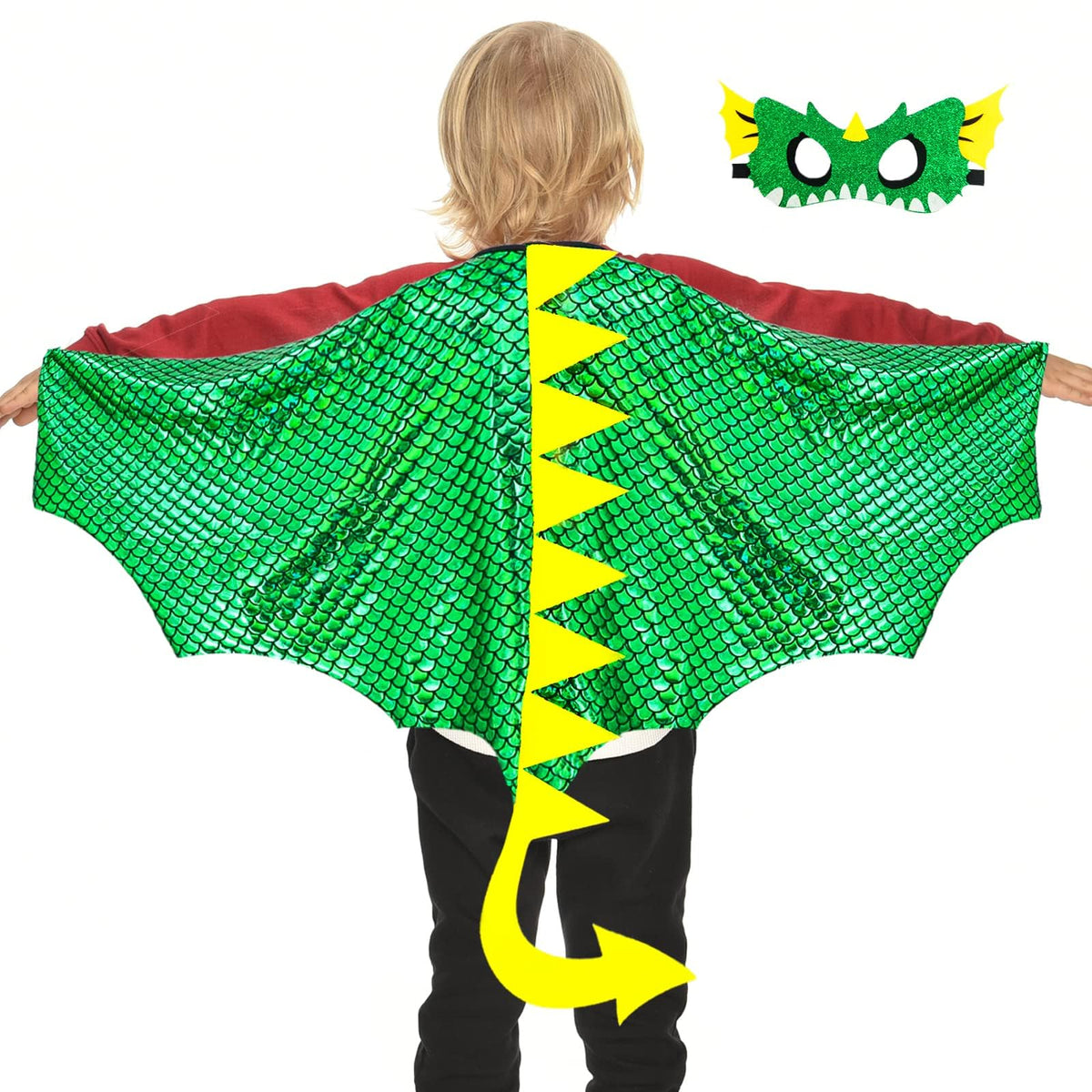 Dragon Wings Costume for Kids Dinosaur Toys with Dino Mask Cape