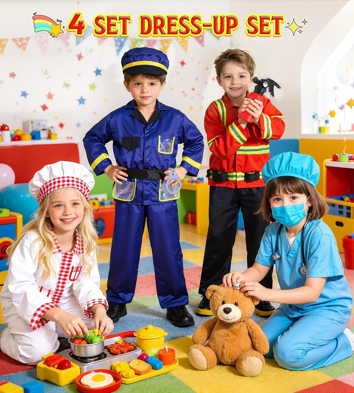 DISHIO Dress Up Clothes for Kids Pretend Role Play Costumes Trunk
