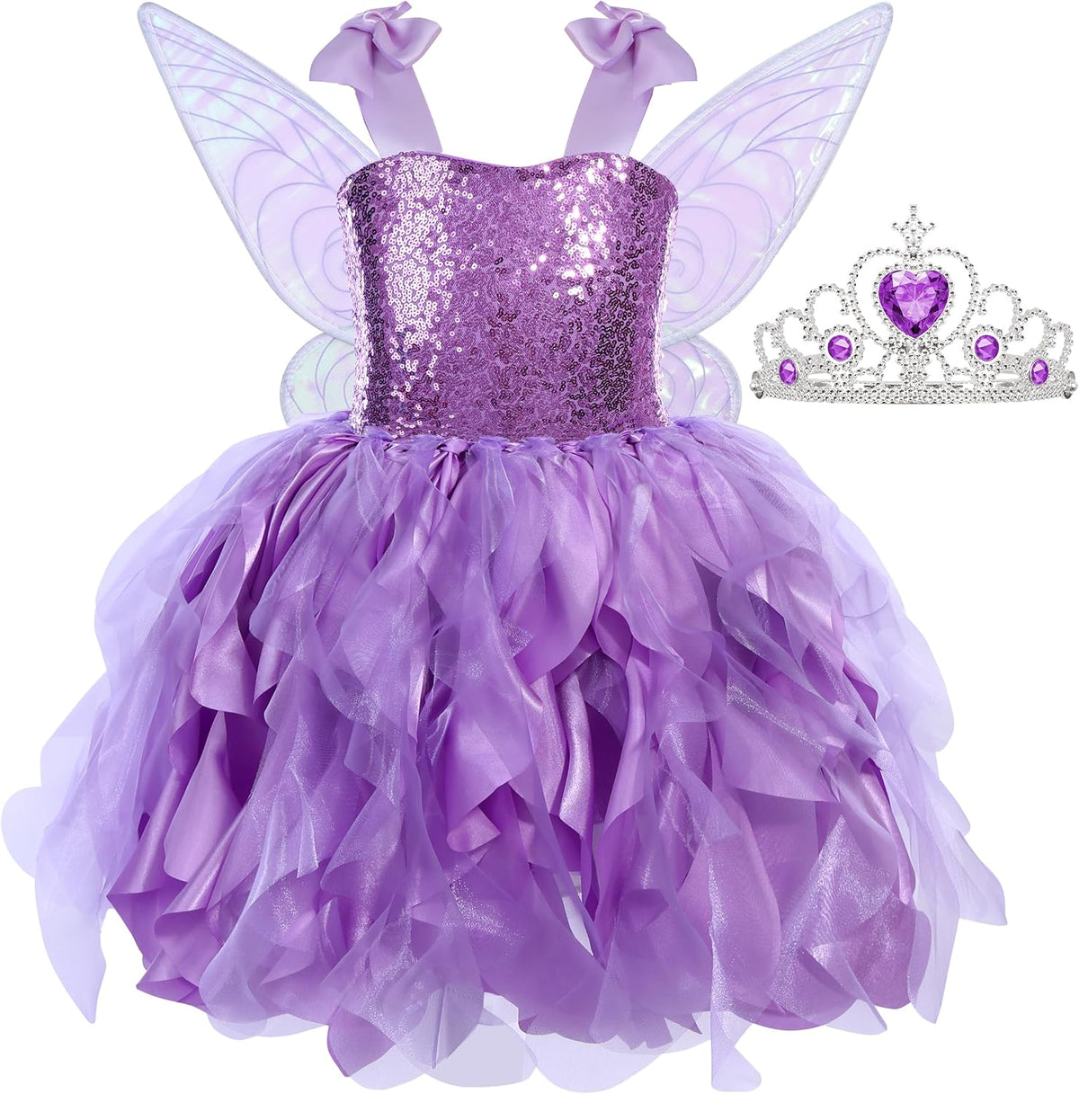 Soyoekbt Fairy Costume for Girls Princess Tutu Dress with Butterfly Wings for Girls Birthday Party Dress Up