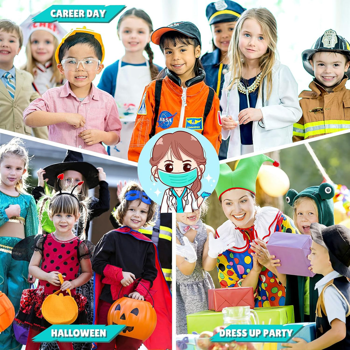 GIFTINBOX Doctor Costume for Kids Doctor Lab Coat for Kids Real Stethoscope, Girls Halloween Costumes for Kids age 3-11