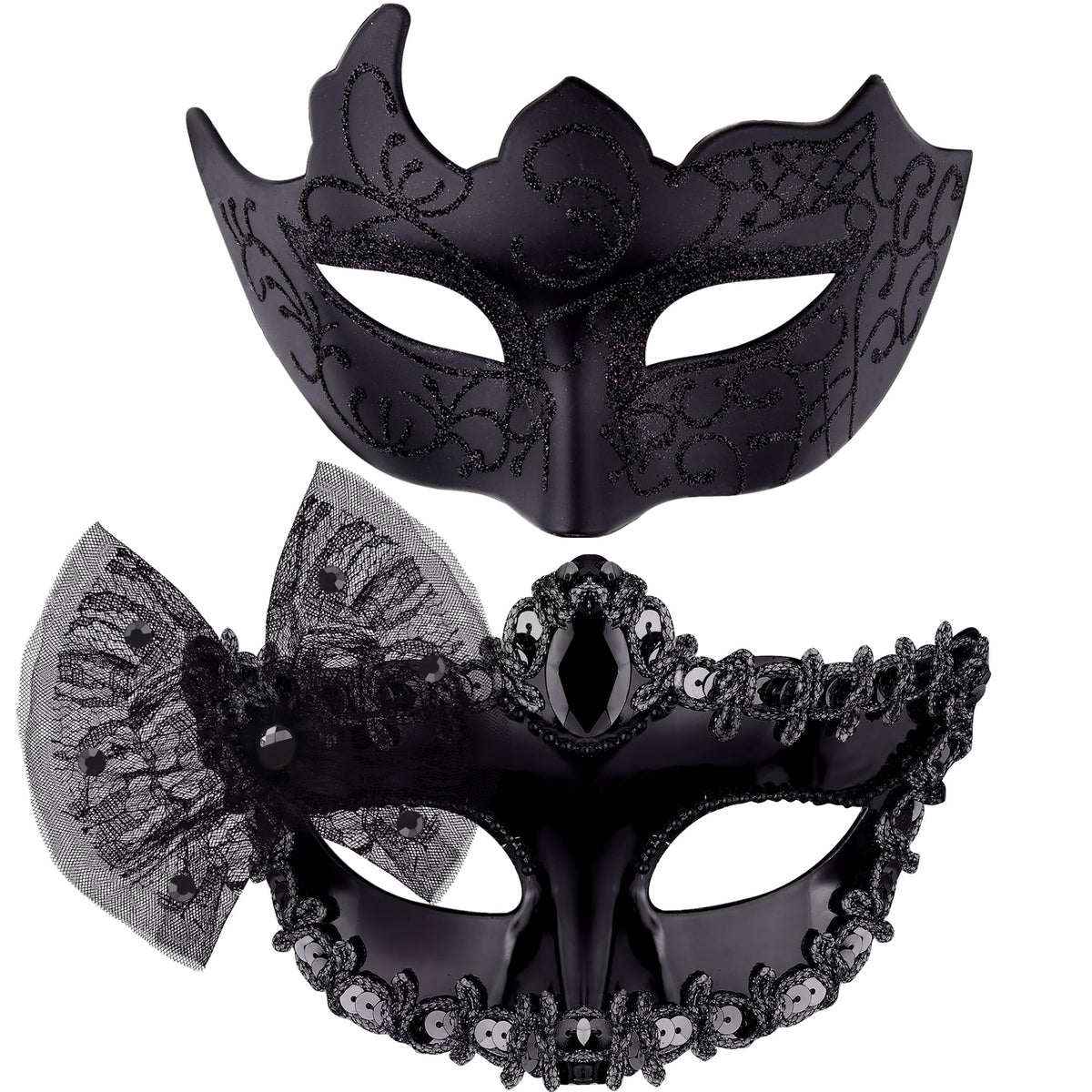 SIQUK Couple Masquerade Masks Set Venetian Party Mask Plastic Halloween Costume Mask Mardi Gras Mask for Women and Men