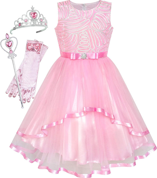 Sunny Fashion Girls Dress Unicorn Rainbow Tulle Unicorn Headband Party Size 4-10