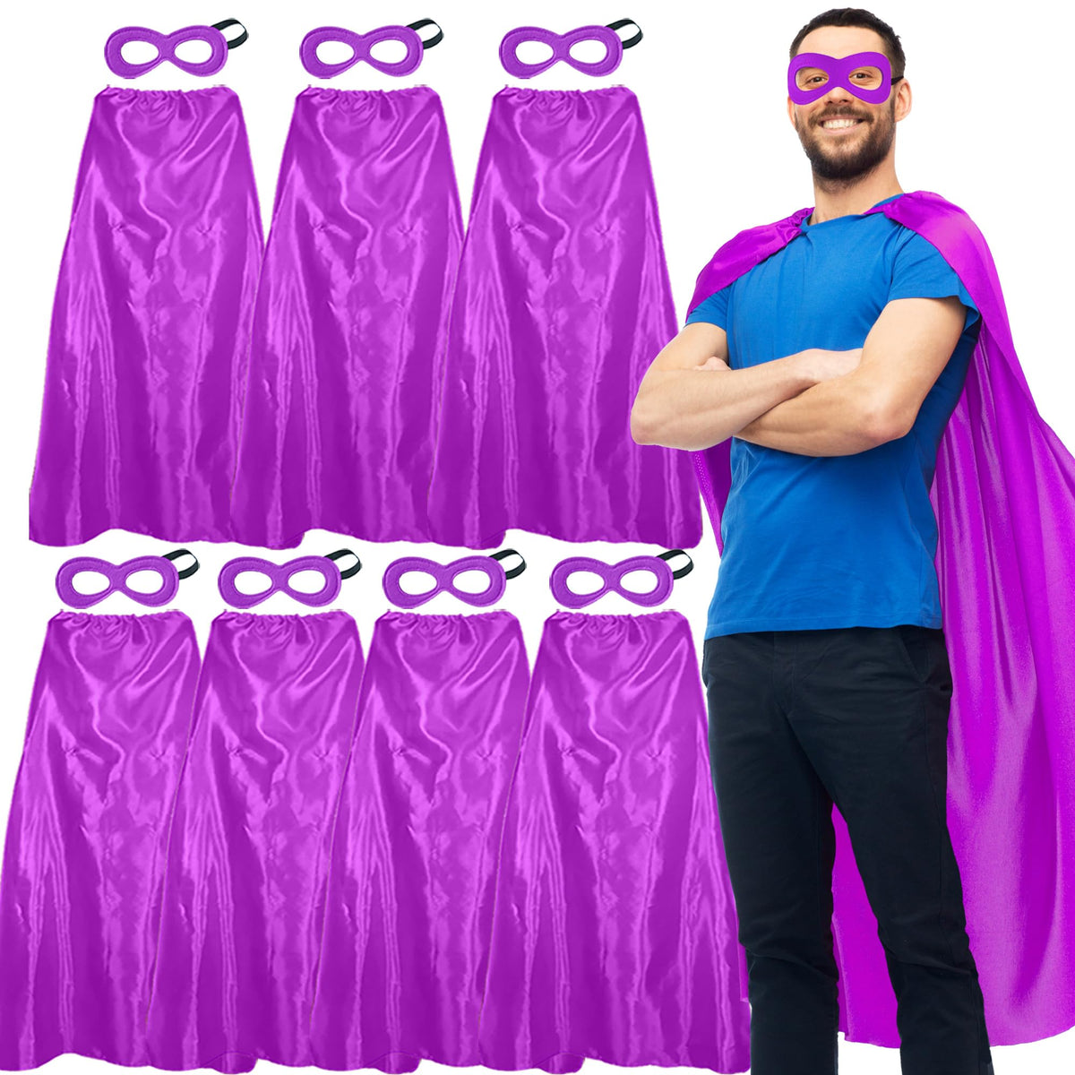D.Q.Z Superhero Capes and Masks for Adults Bulk-Men Women Super Hero Costume Halloween Dress Up Party Favors -7 Pack