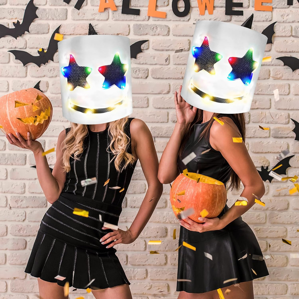 KEHOO Halloween DJ Party Mask,Christmas Party Mask, Light Up Flashing DJ Music Festival Halloween Props Mask for Christmas Xmas Costume Party