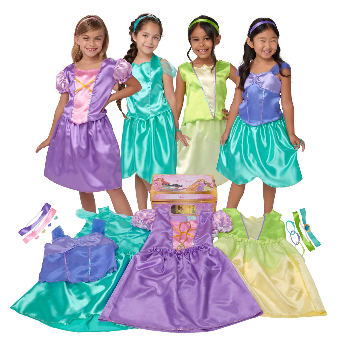 Disney Princess Dress Up Frozen Elsa & Anna Trunk Size 4-6X
