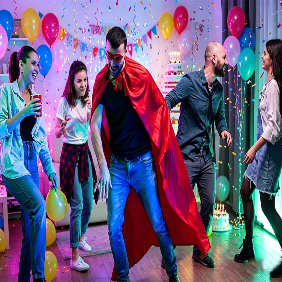 Adult Superhero Cape and Mask for Man and Woman - Halloween Vampire Capes Party Dress Up Superhero Costume Capes