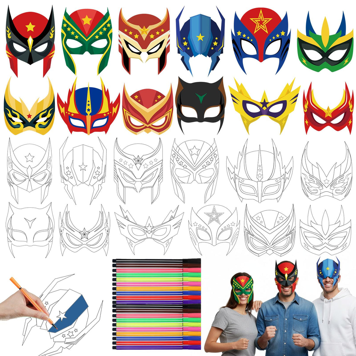 Blulu 16 Pcs Safari Animal Masks for Kids Birthday Party Decoration,Animals