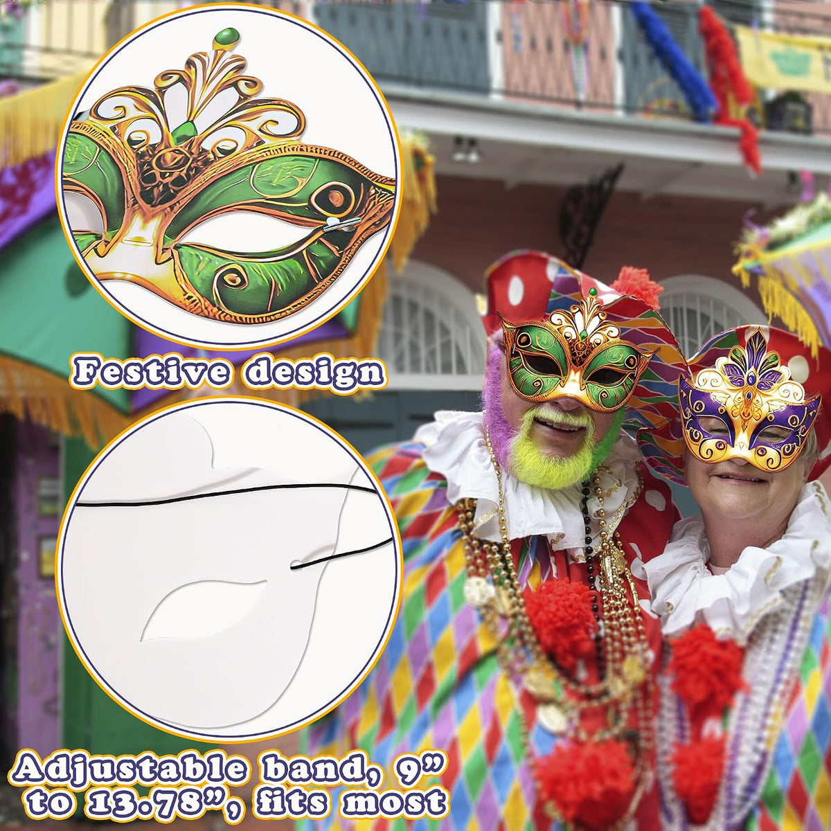 56PCS Mardi Gras Masks Bulk Set: Party Decorations Carnival Favors(Paper)
