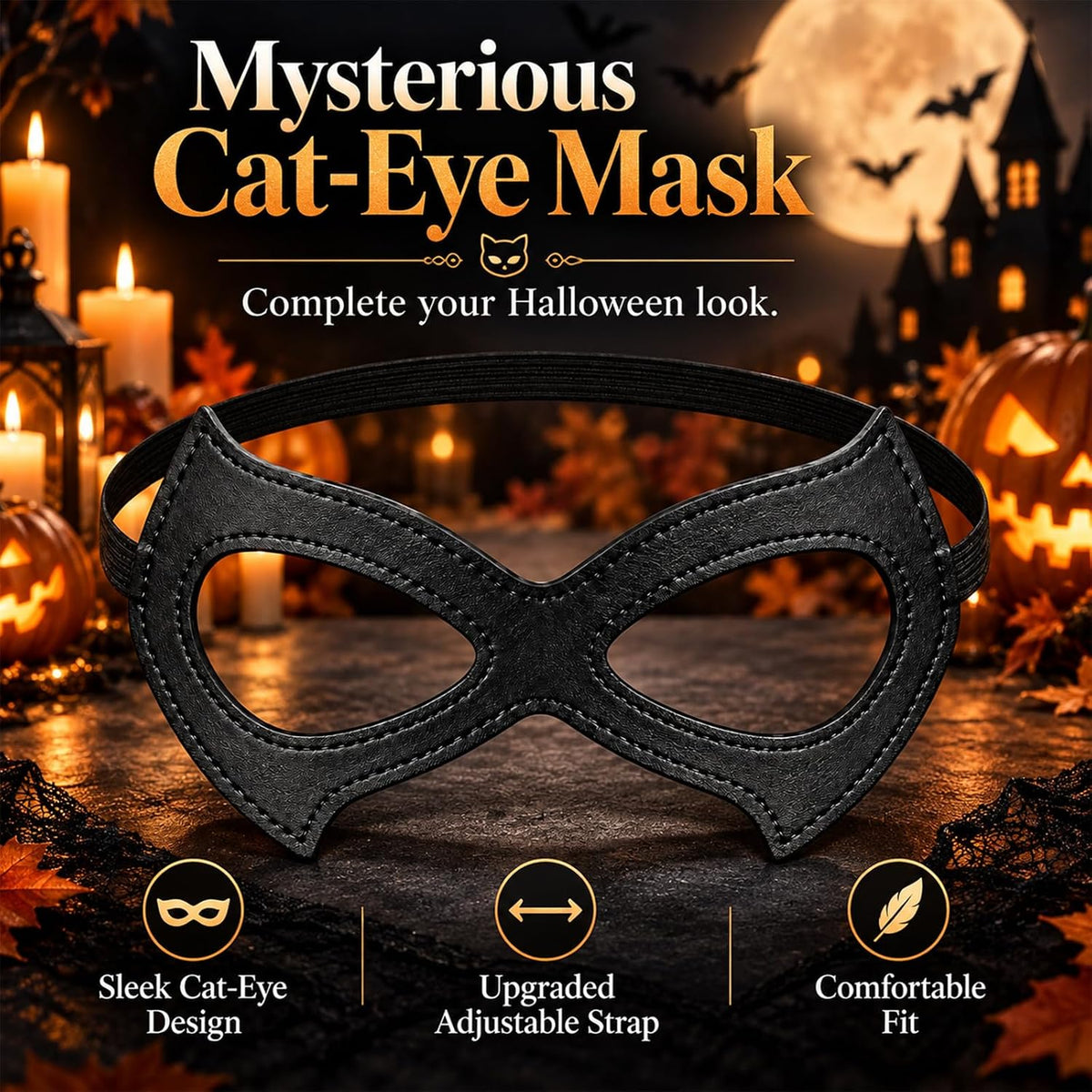 Black Cat Women Eye Mask Bat Mask Superhero Halloween Cosplay Accessories