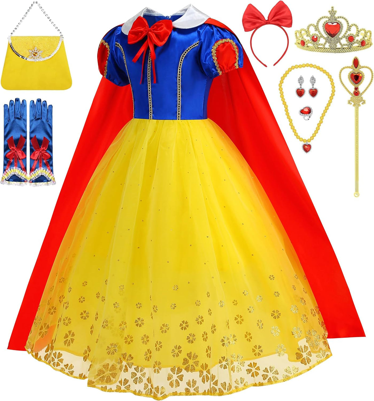 Princess Costume Dress for Girls Princess Dress Up Costume Birthday Party Halloween Cosplay with Accessories