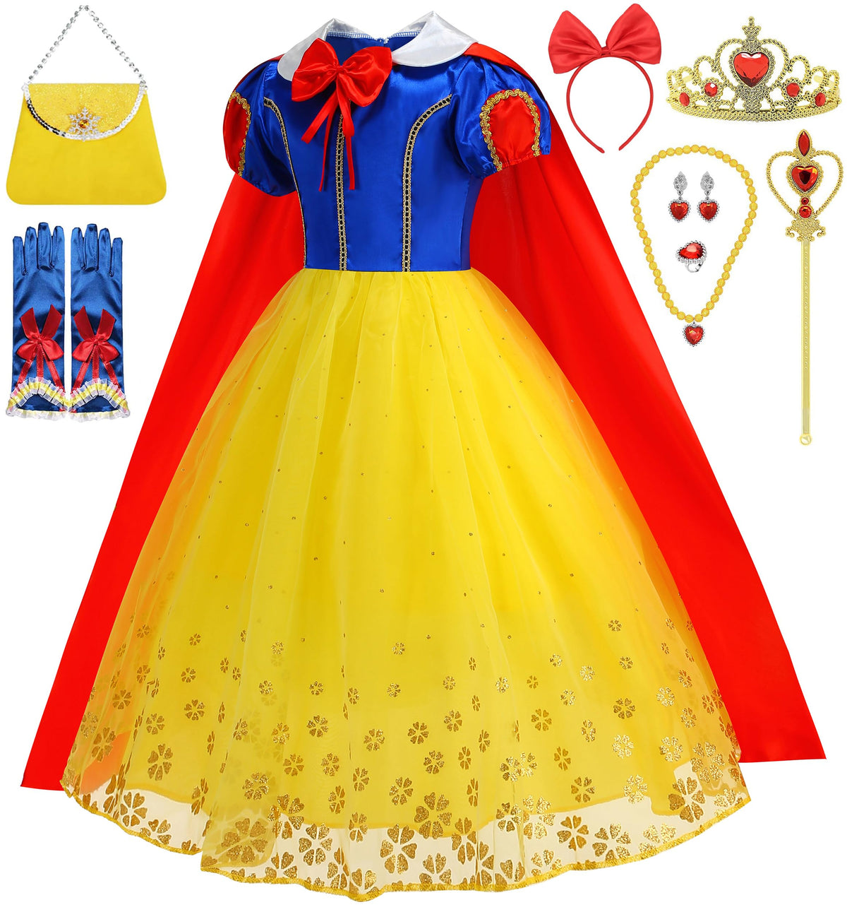 Princess Costume Dress for Girls Princess Dress Up Costume Birthday Party Halloween Cosplay with Accessories
