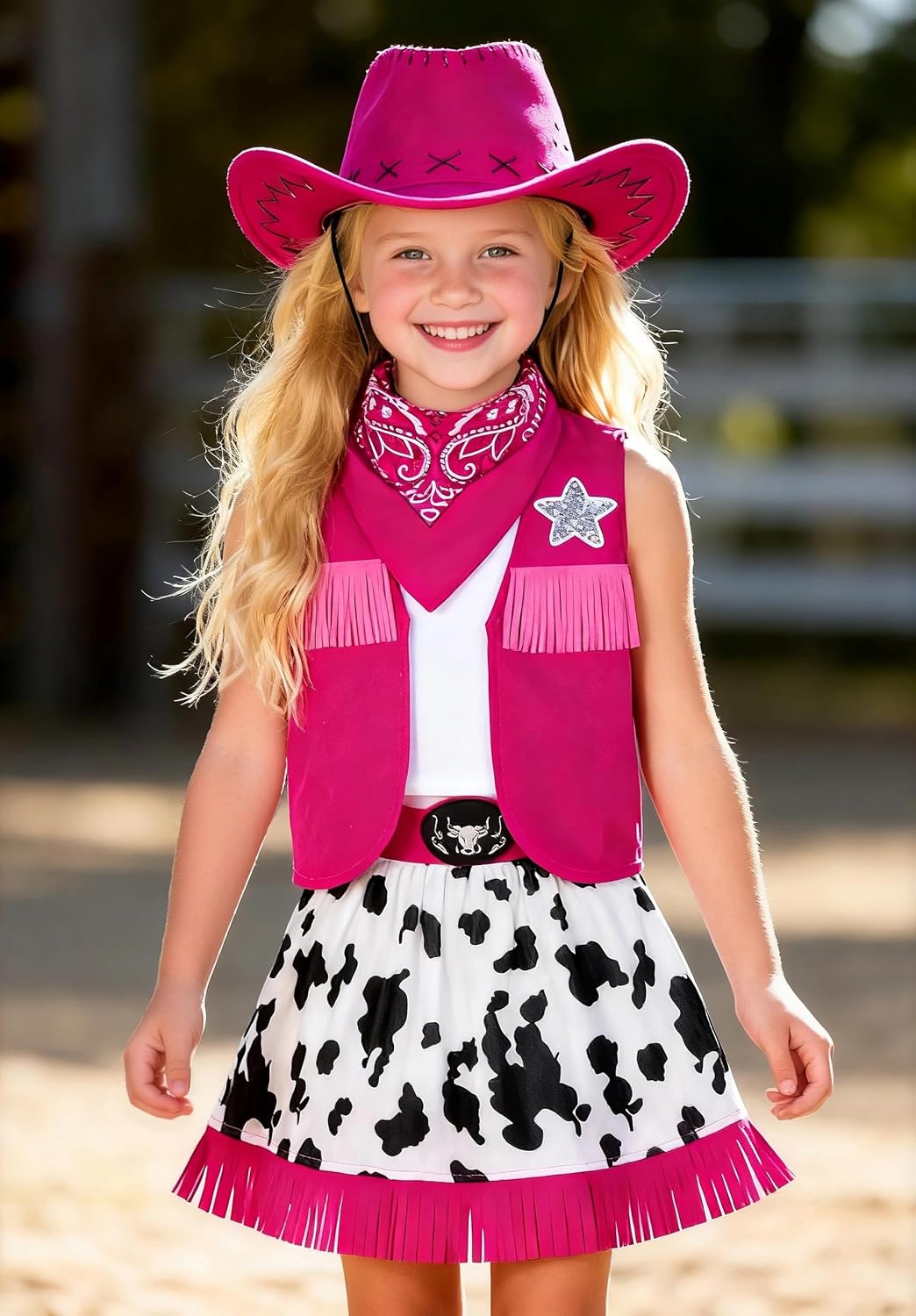 Gomukot Kids Cowgirl Costume for Girls Western Rodeo Outfit Halloween Costume Party Dress Up