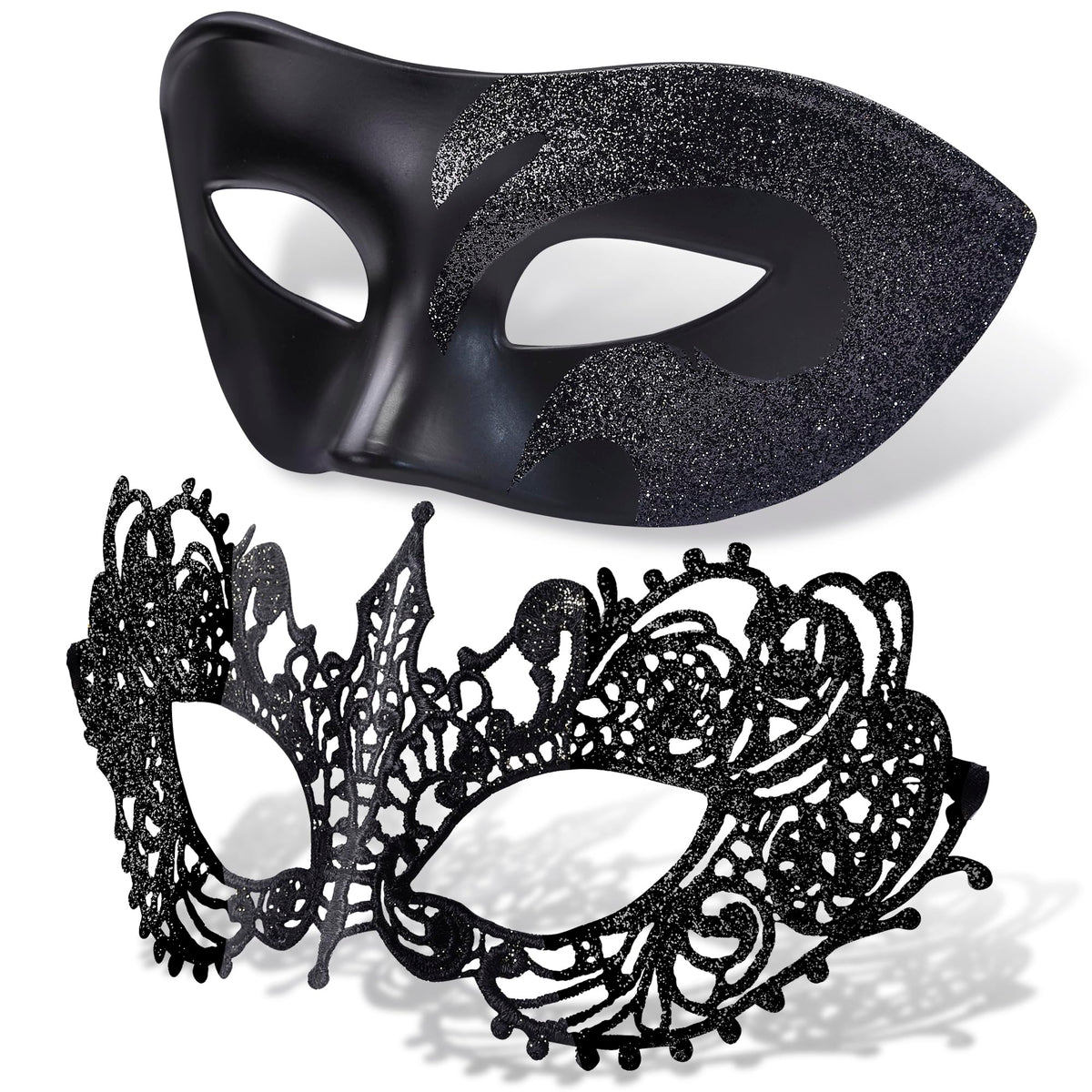 SIQUK Couple Masquerade Masks Set Venetian Party Mask Plastic Halloween Costume Mask Mardi Gras Mask for Women and Men